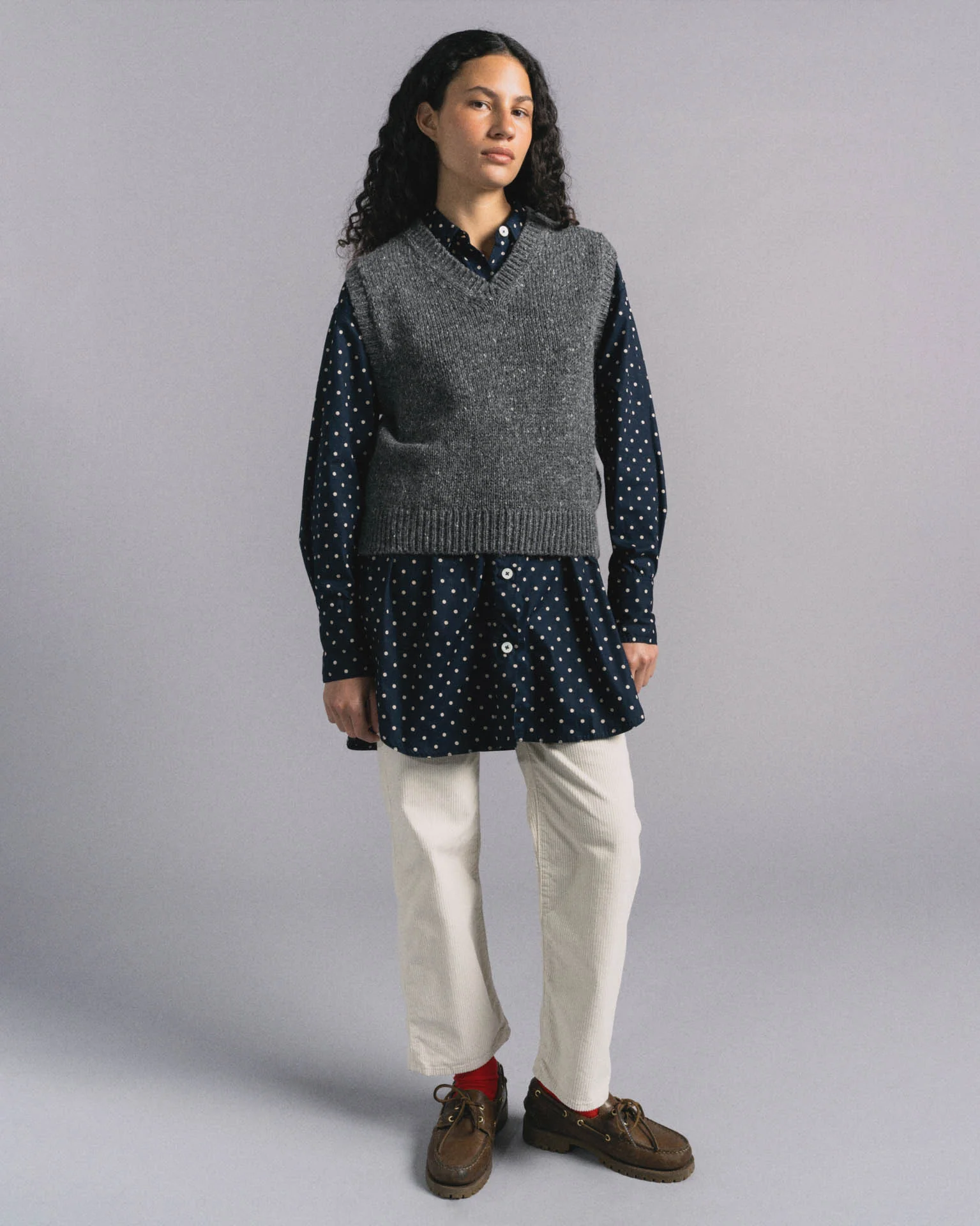 Big Lovely Shirt - Japanese Polka Dots - Navy (Women) - Image 5