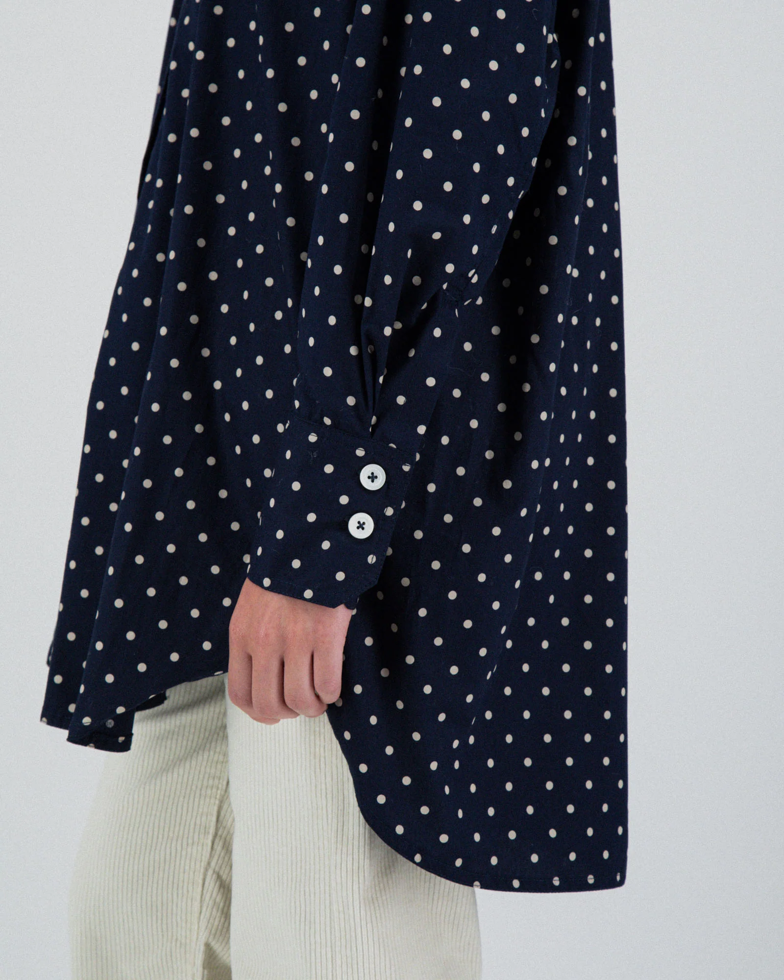 Big Lovely Shirt - Japanese Polka Dots - Navy (Women) - Image 6
