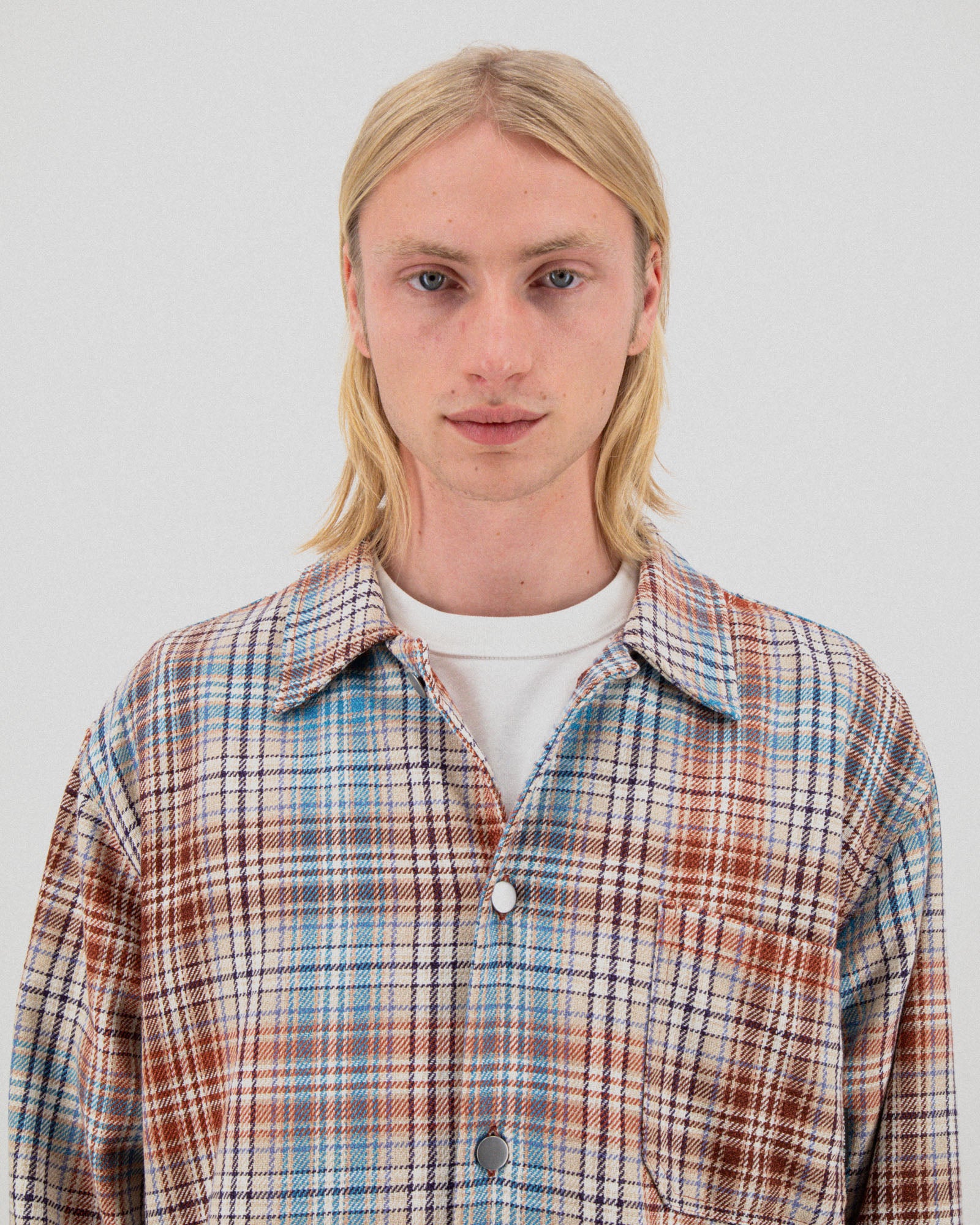 Boxy Freedom Shirt - Japanese Twill Check - Sand - Image 3