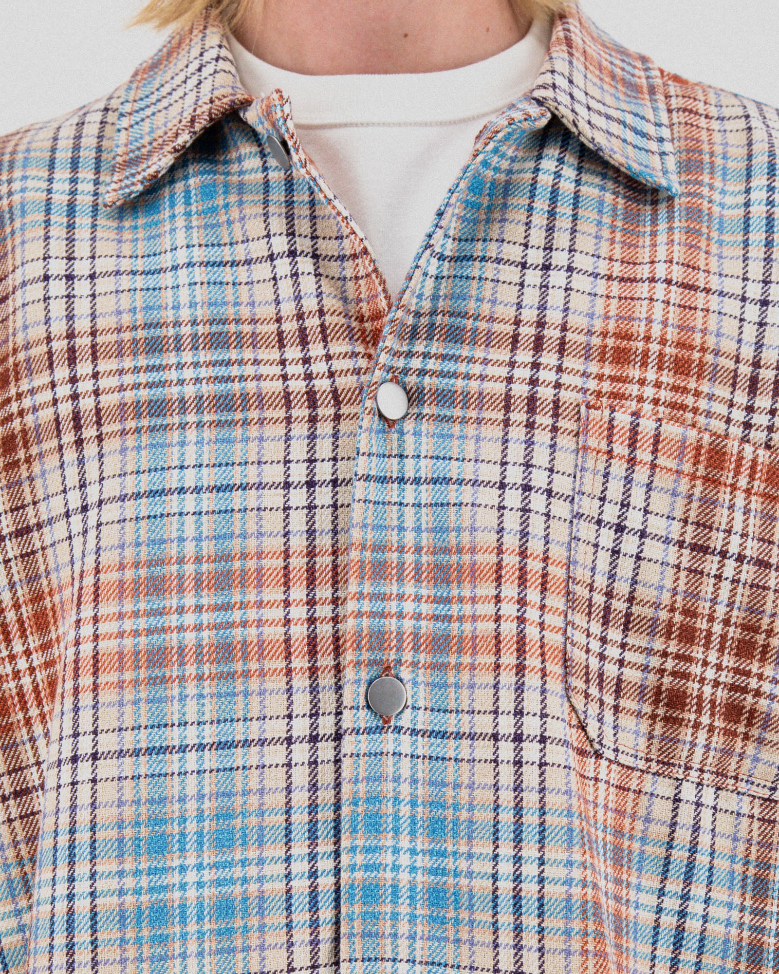 Boxy Freedom Shirt - Japanese Twill Check - Sand - Image 4