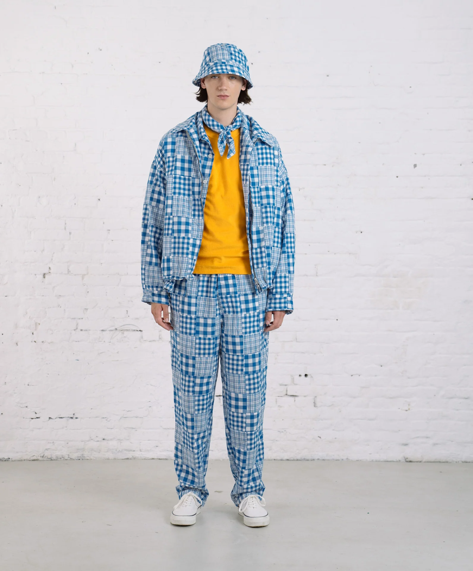 Boxy Swing Jacket - Blue Madras Patchwork - Image 2
