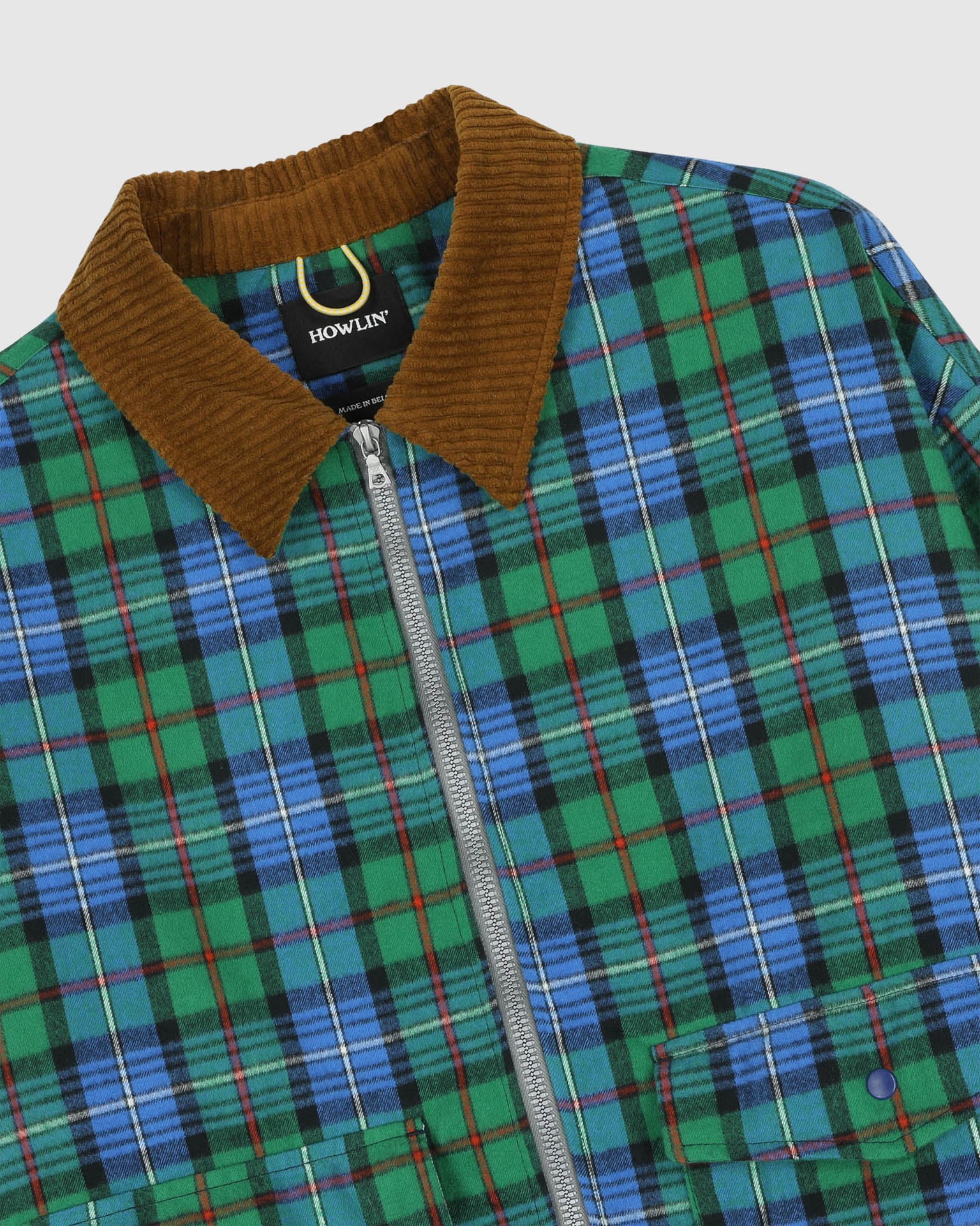 Boxy Swing Jacket - Cord Neck - Tartan - Blue - Image 4