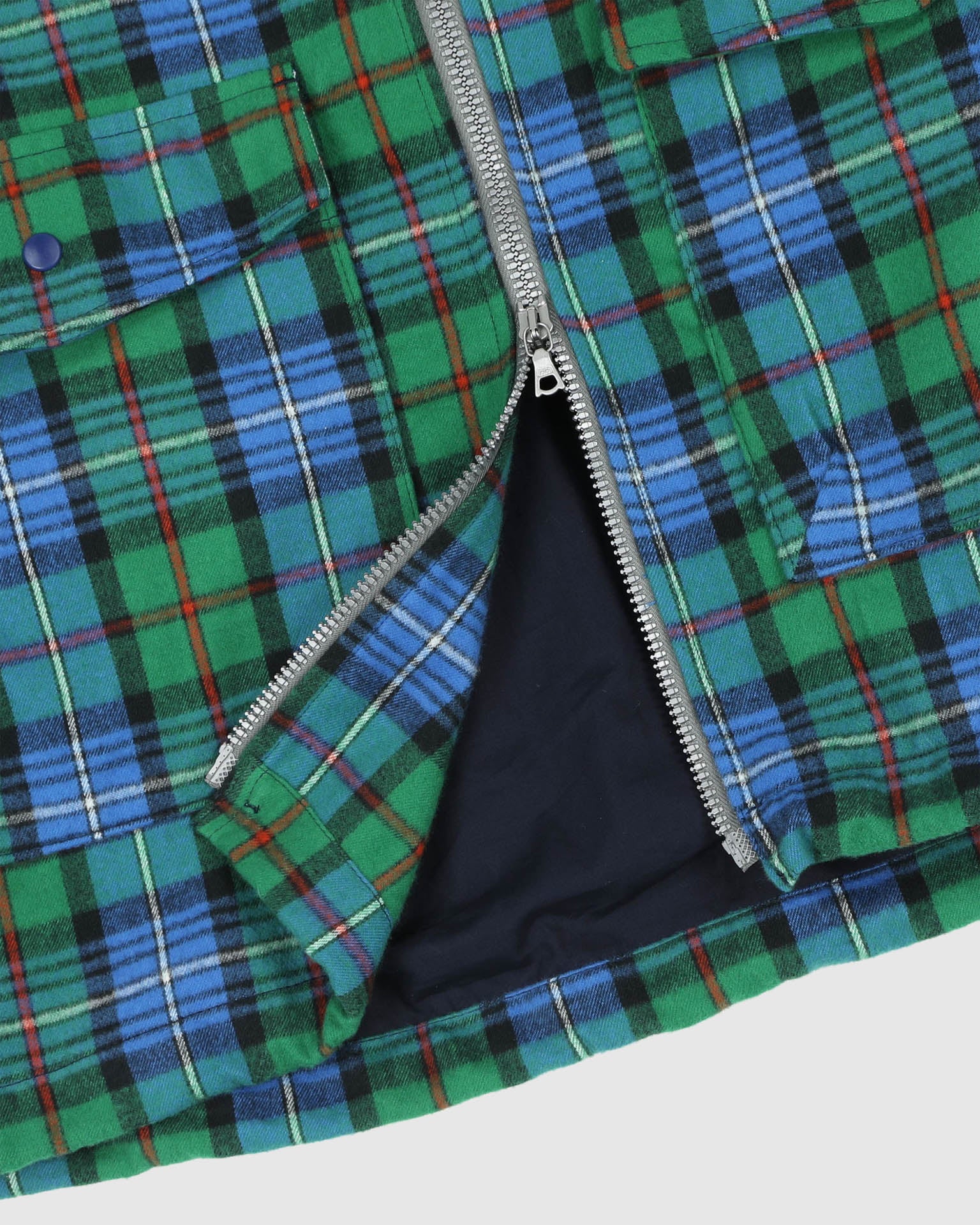 Boxy Swing Jacket - Cord Neck - Tartan - Blue - Image 6