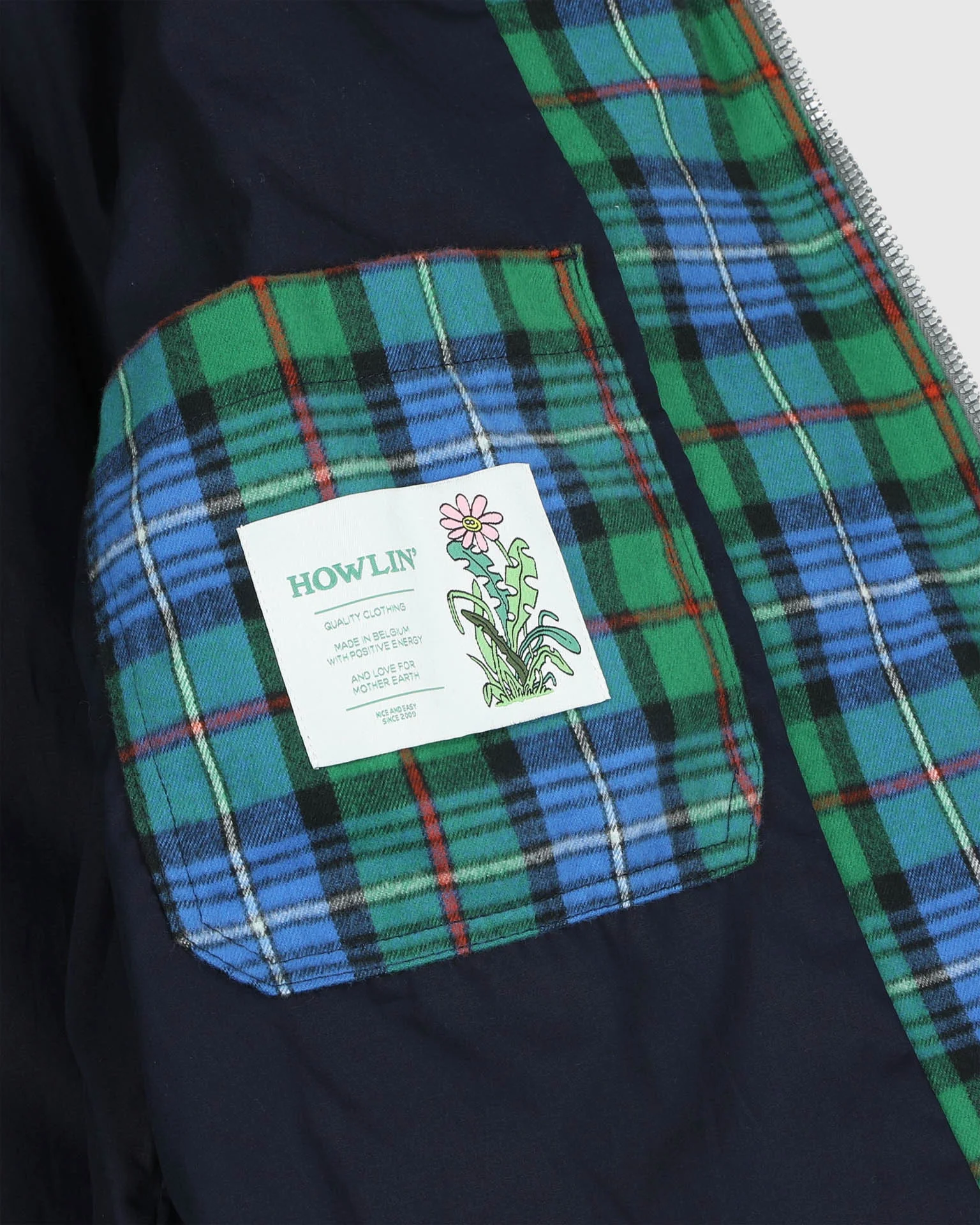 Boxy Swing Jacket - Cord Neck - Tartan - Blue - Image 7