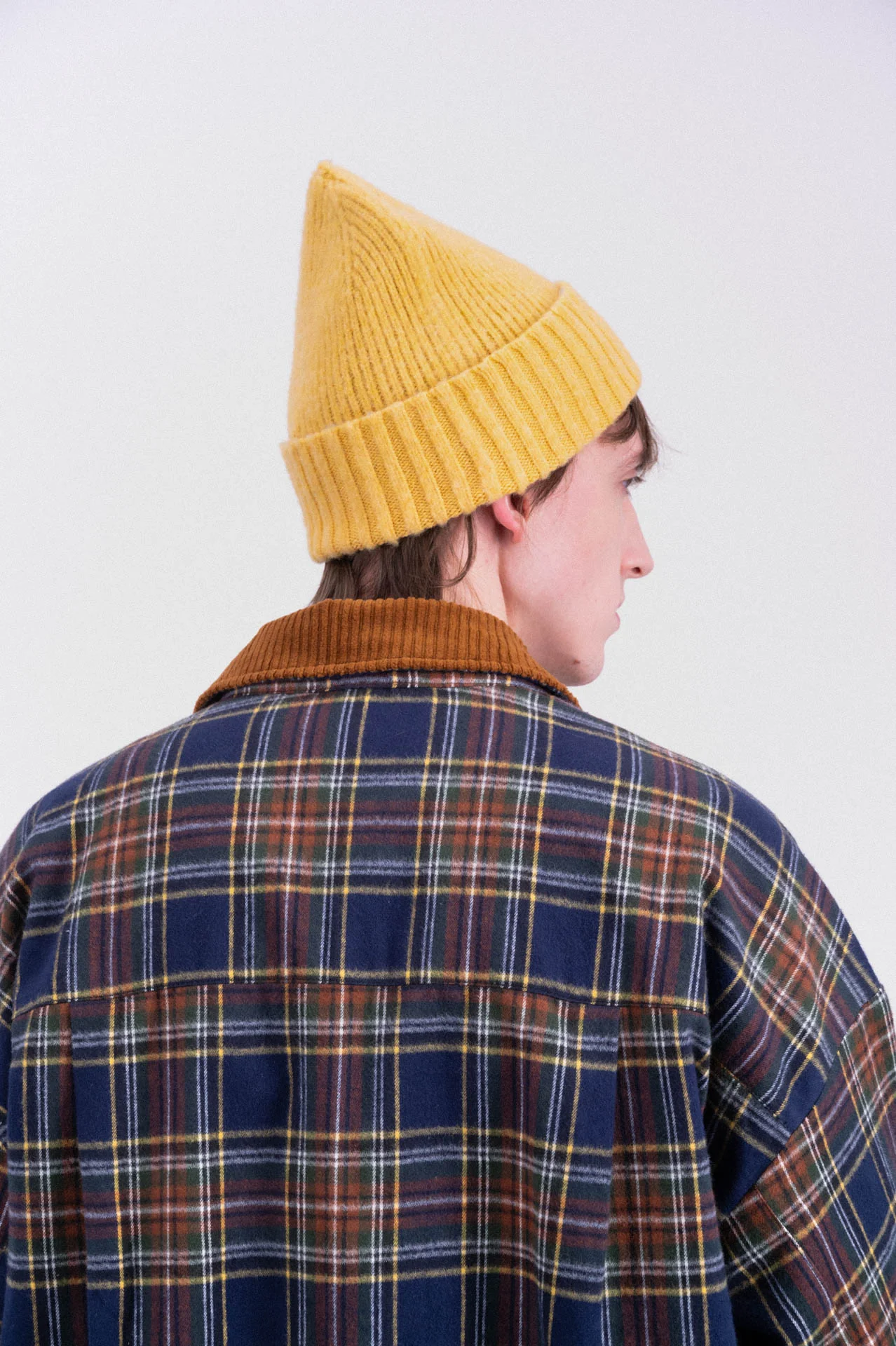 Boxy Swing Jacket - Cord Neck - Tartan - Navy - Image 4