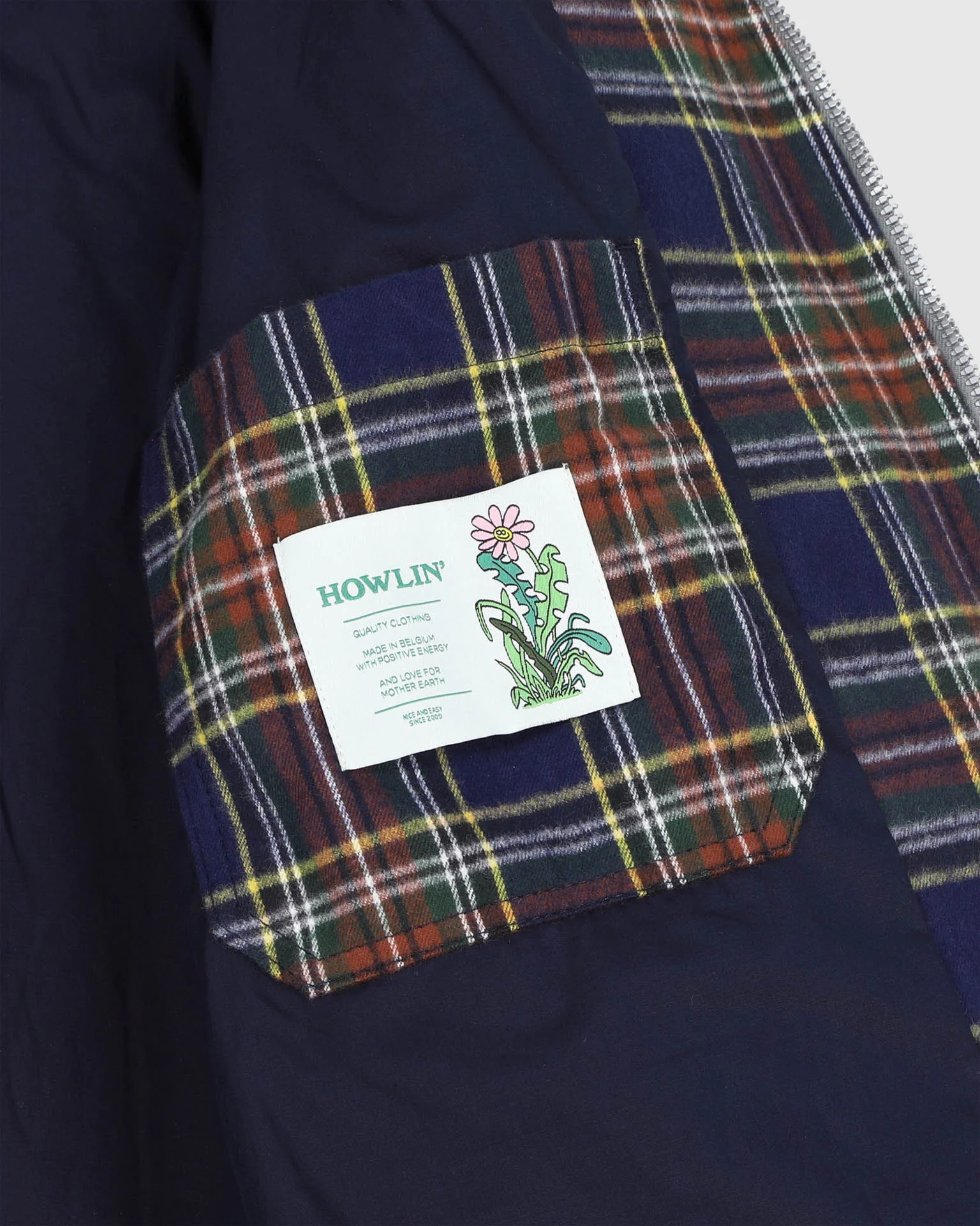 Boxy Swing Jacket - Cord Neck - Tartan - Navy - Image 8