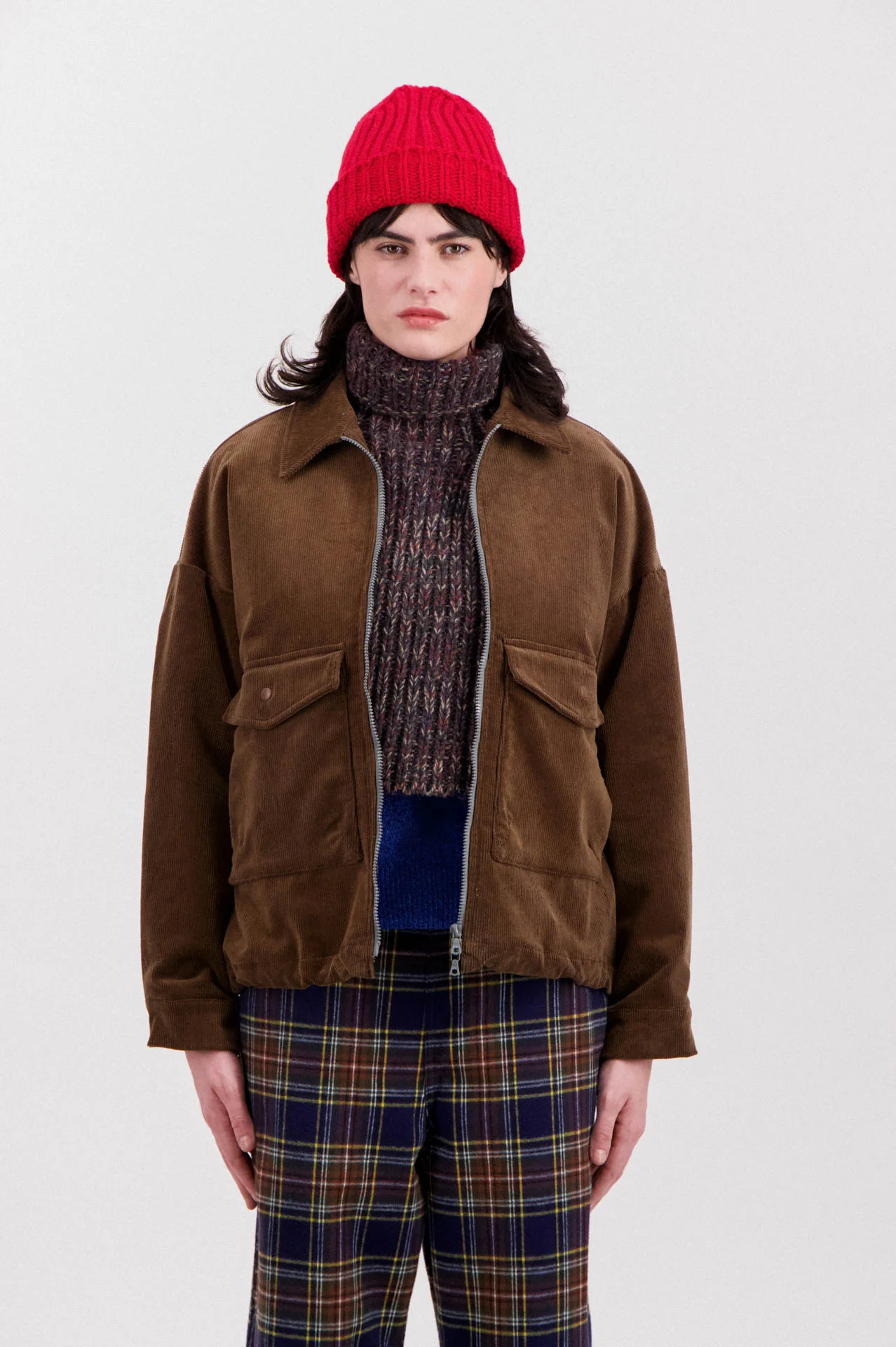 Boxy Swing Jacket For Women - Corduroy - Brown (Women) - Image 3