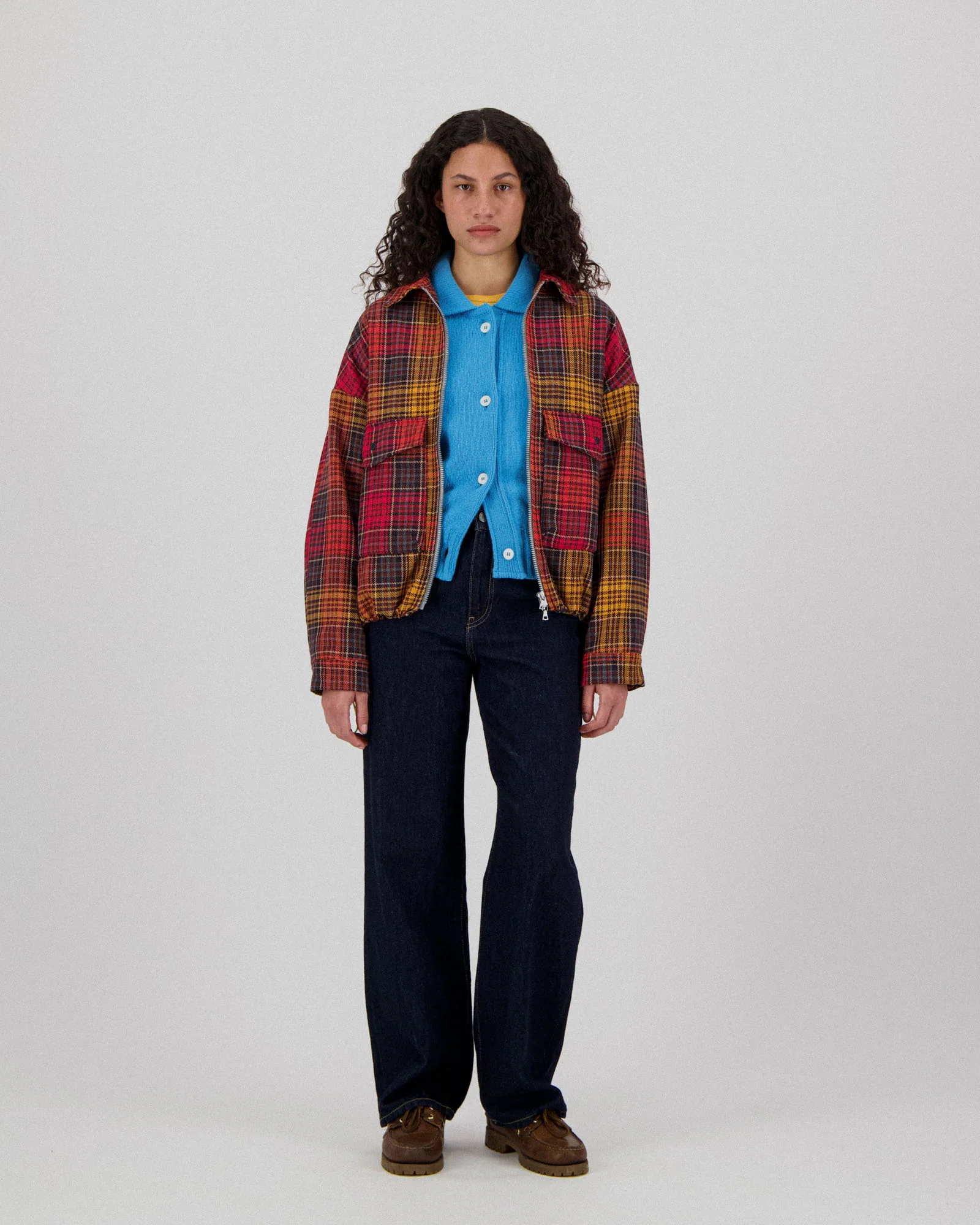 Boxy Swing Jacket For Women - Japanese Twill Check - Spaced Up (Women) - Image 3