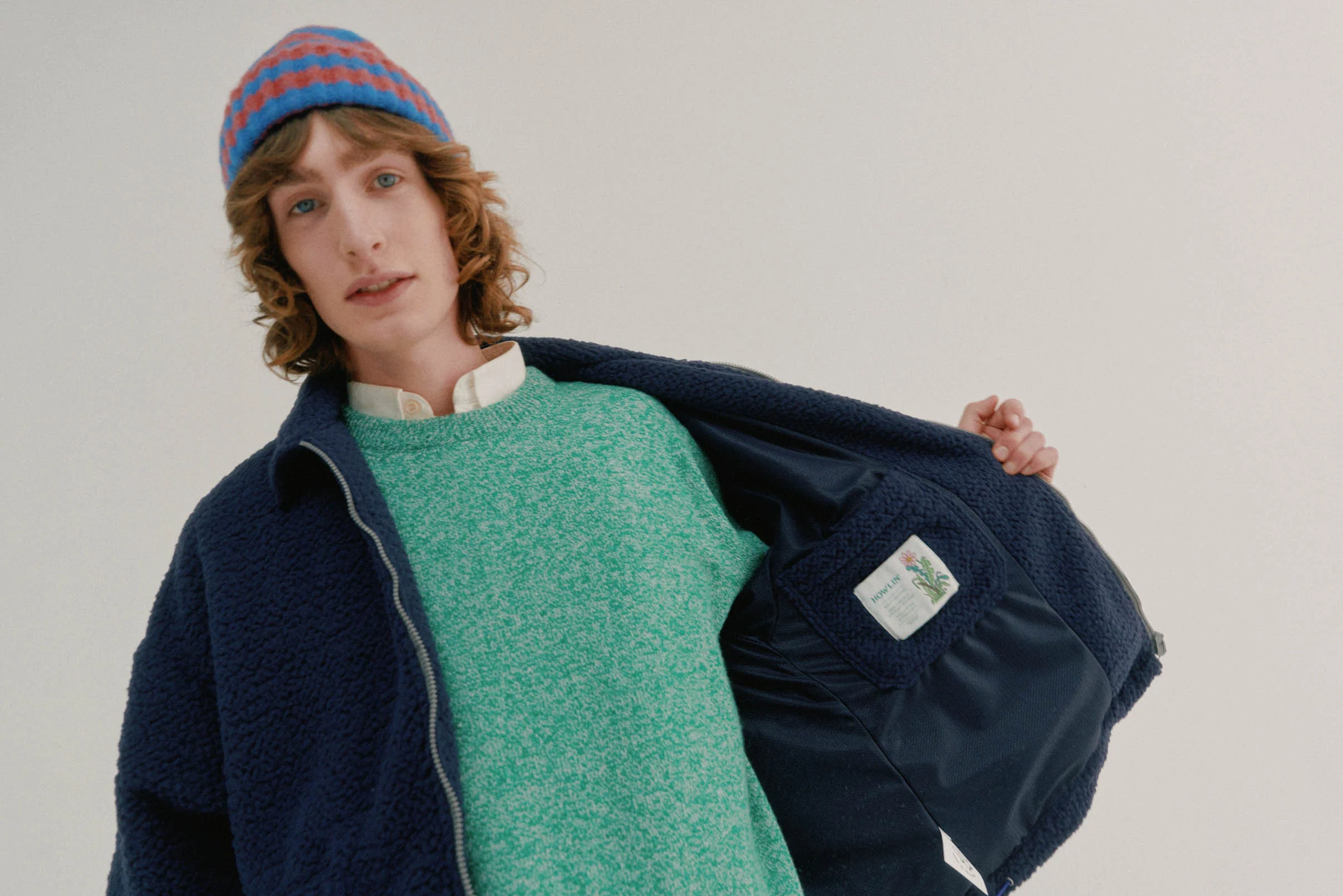 Boxy Swing Jacket - Recycled Shearling Navy - Image 4