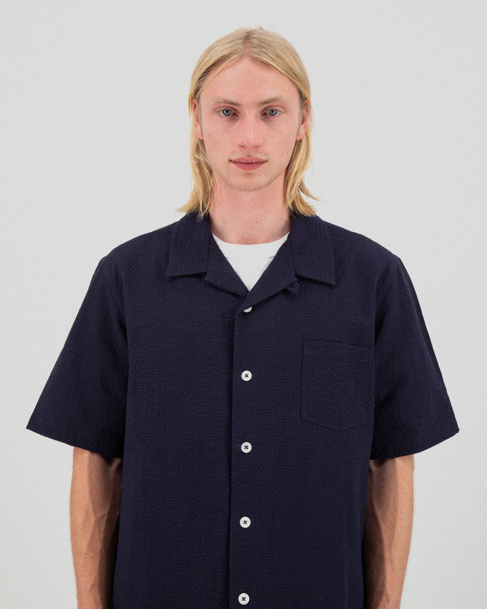 Cocktail Shirt - Crispy Seersucker - Navy - Image 3