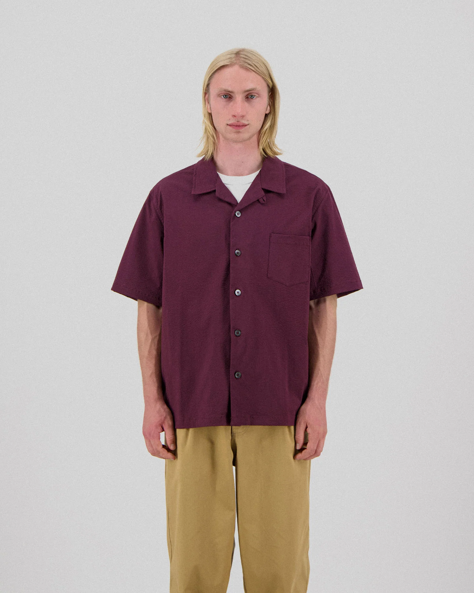 Cocktail Shirt - Seersucker - Burgundy - Image 2