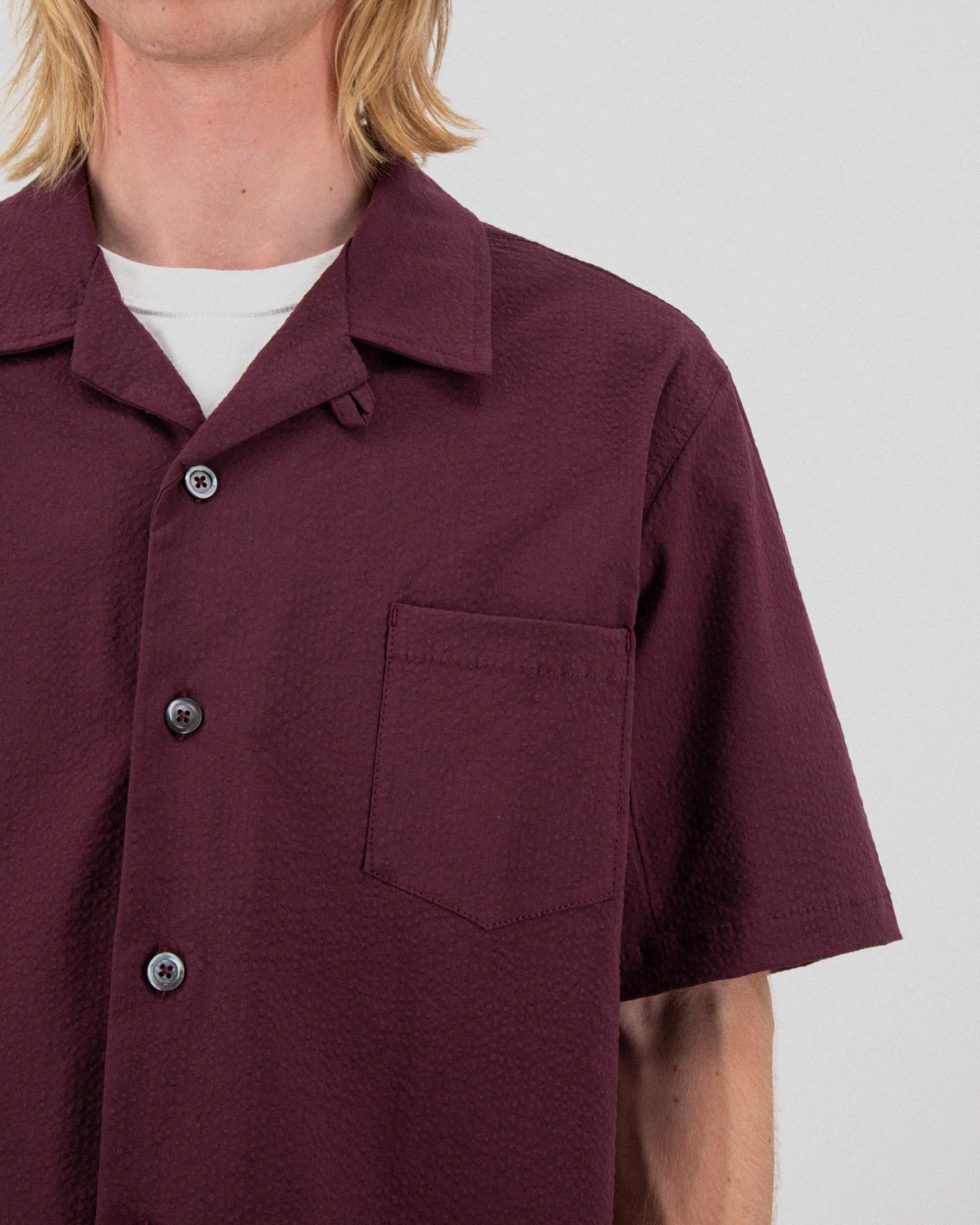 Cocktail Shirt - Seersucker - Burgundy - Image 3