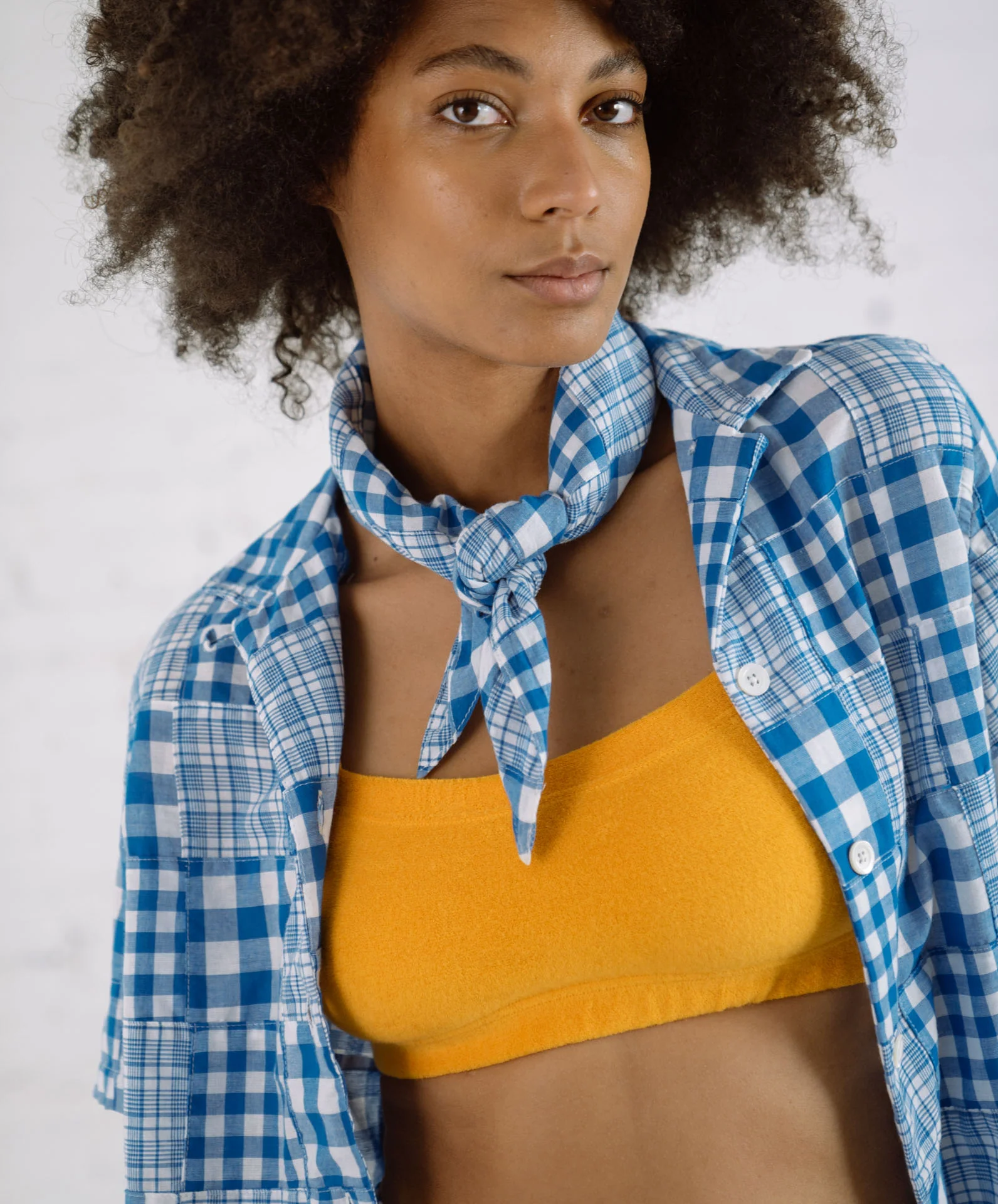 Cocktails For The Girls Please Shirt - Blue Madras Patchwork (Women) - Image 3