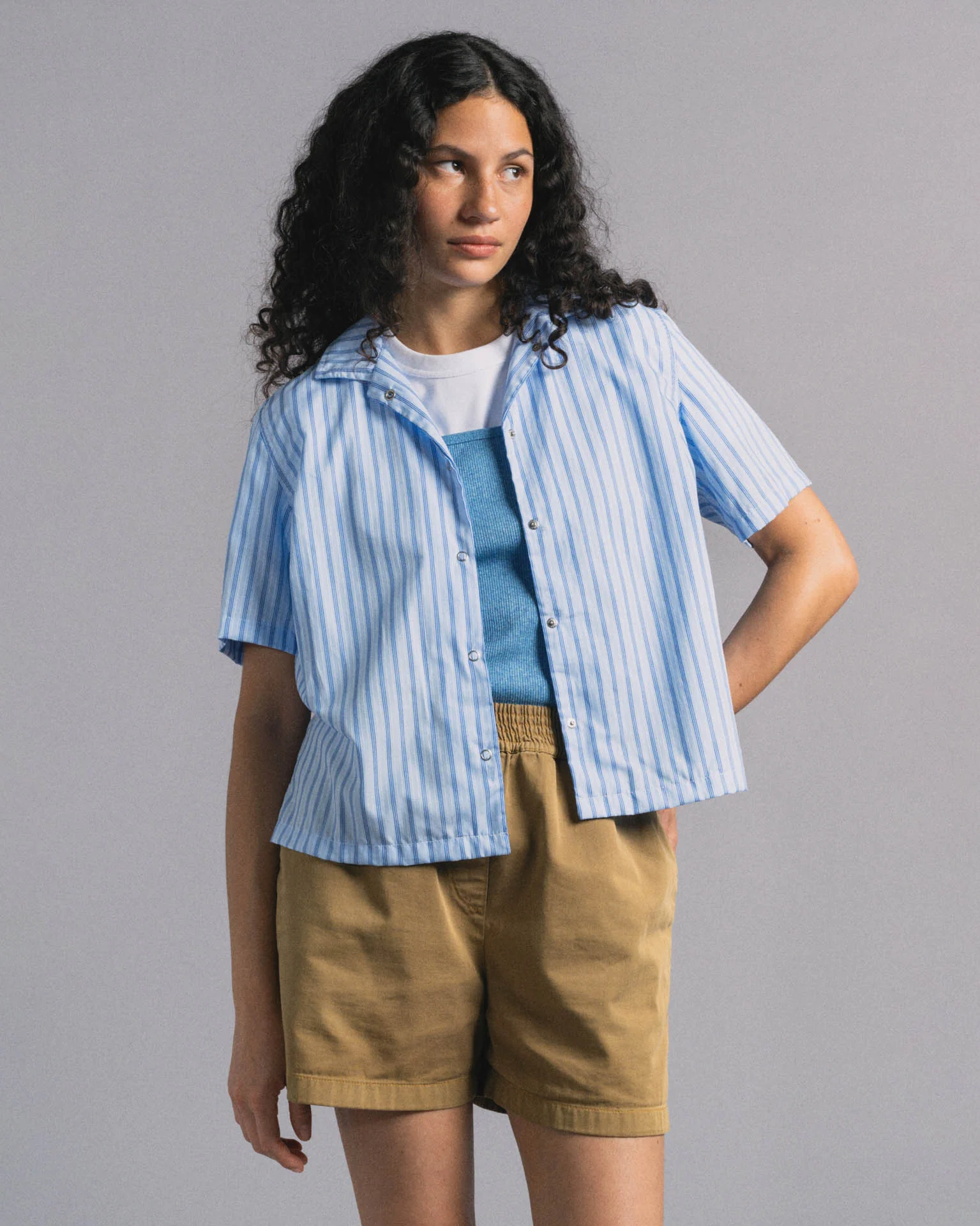 Cocktails For The Girls shirt - Fine Stripes - Multi Blue (Women) - Image 2