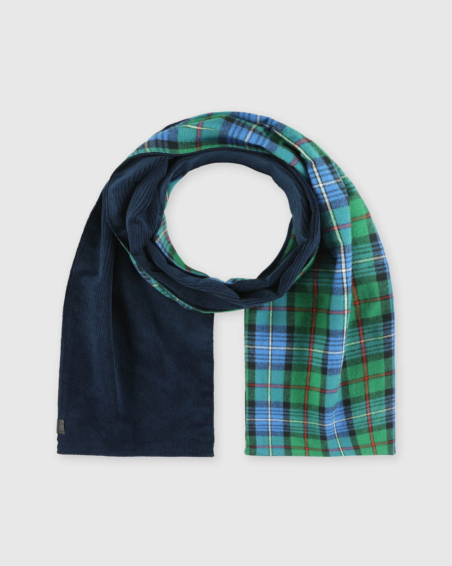 Cord and Woven Scarf - Blue Mix - Image 3