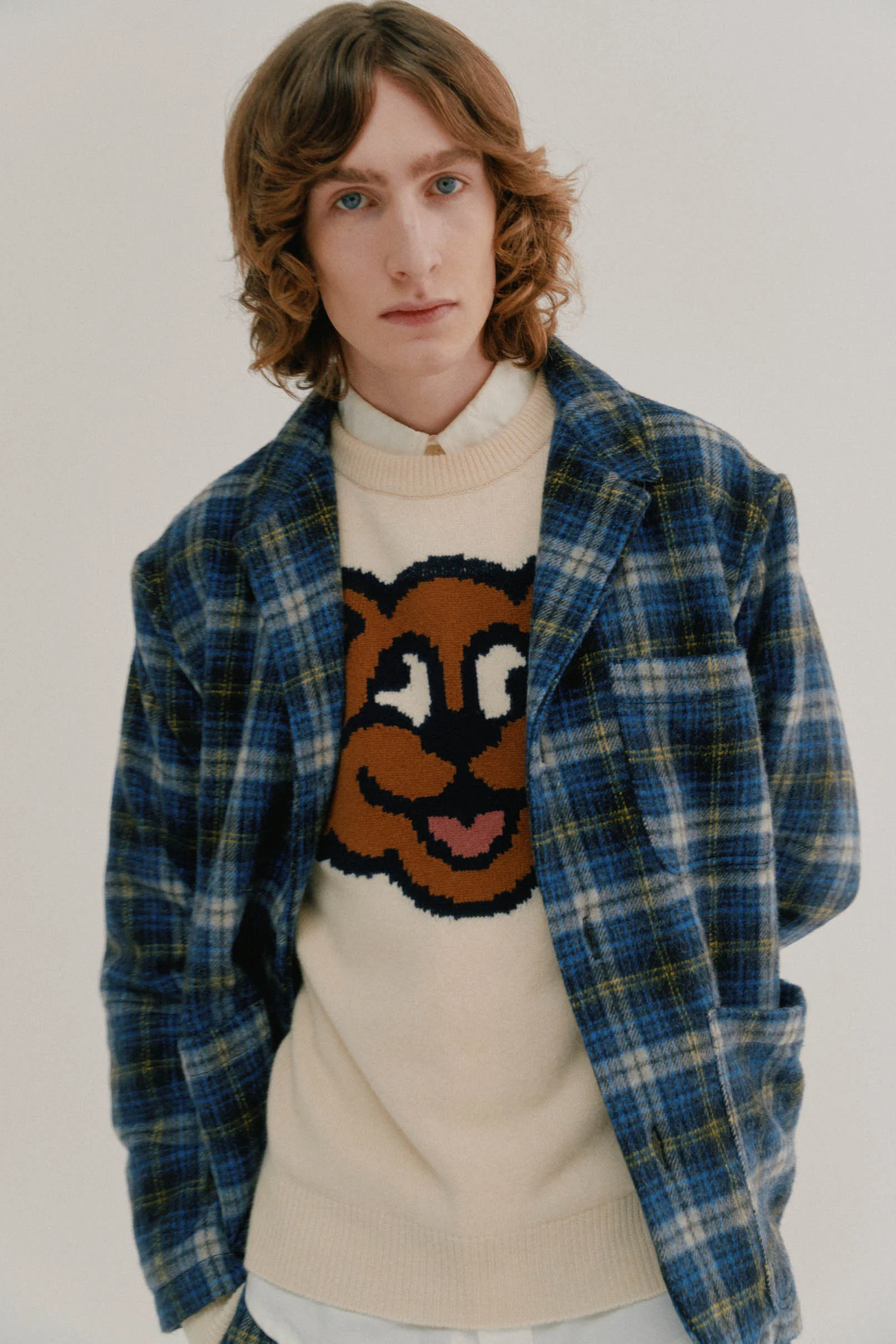 Cosmic Blazer - Brushed Japanese Wool Check Blue Mix - Image 2