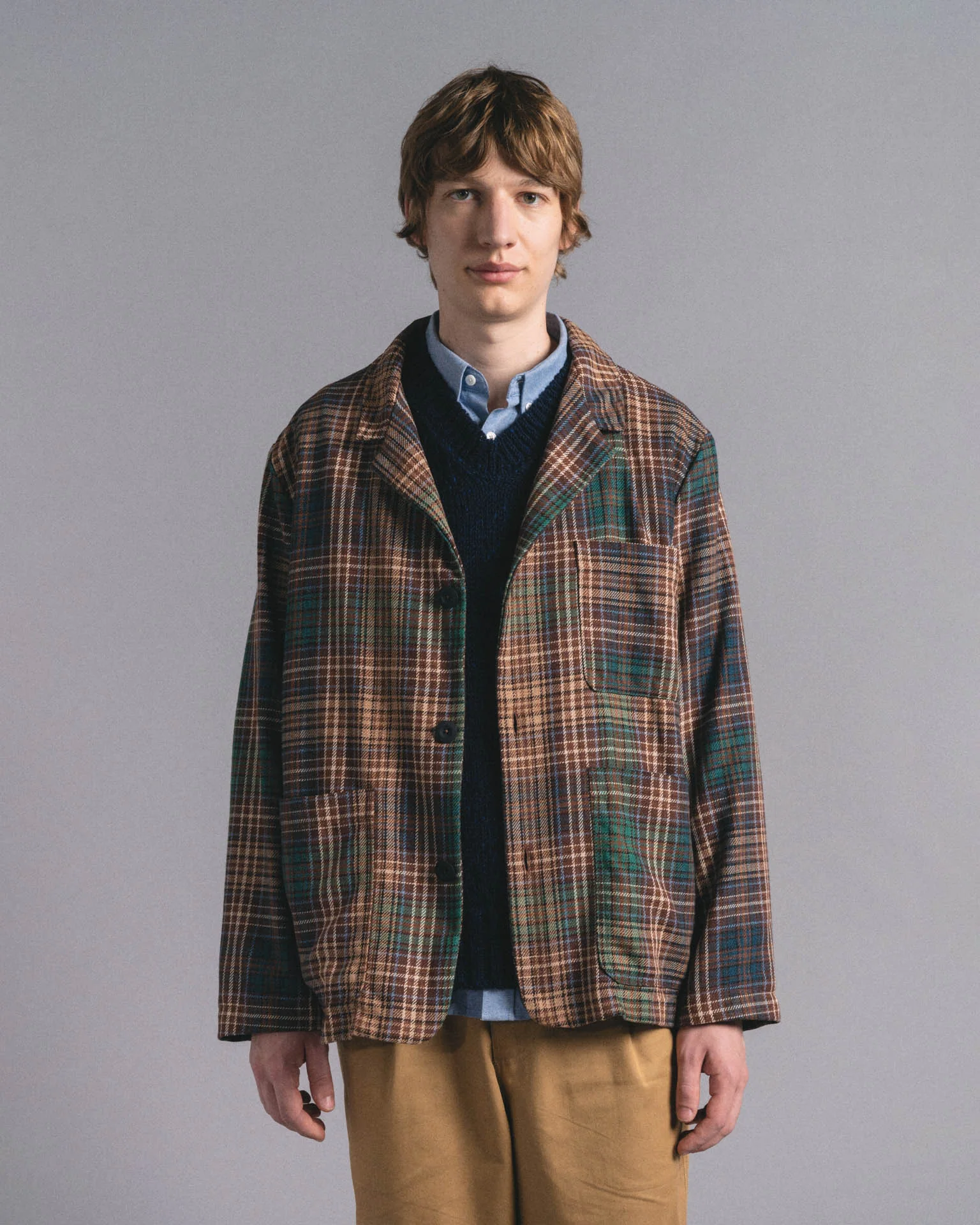 Cosmic Blazer - Japanese Twill Check - Brown - Image 2