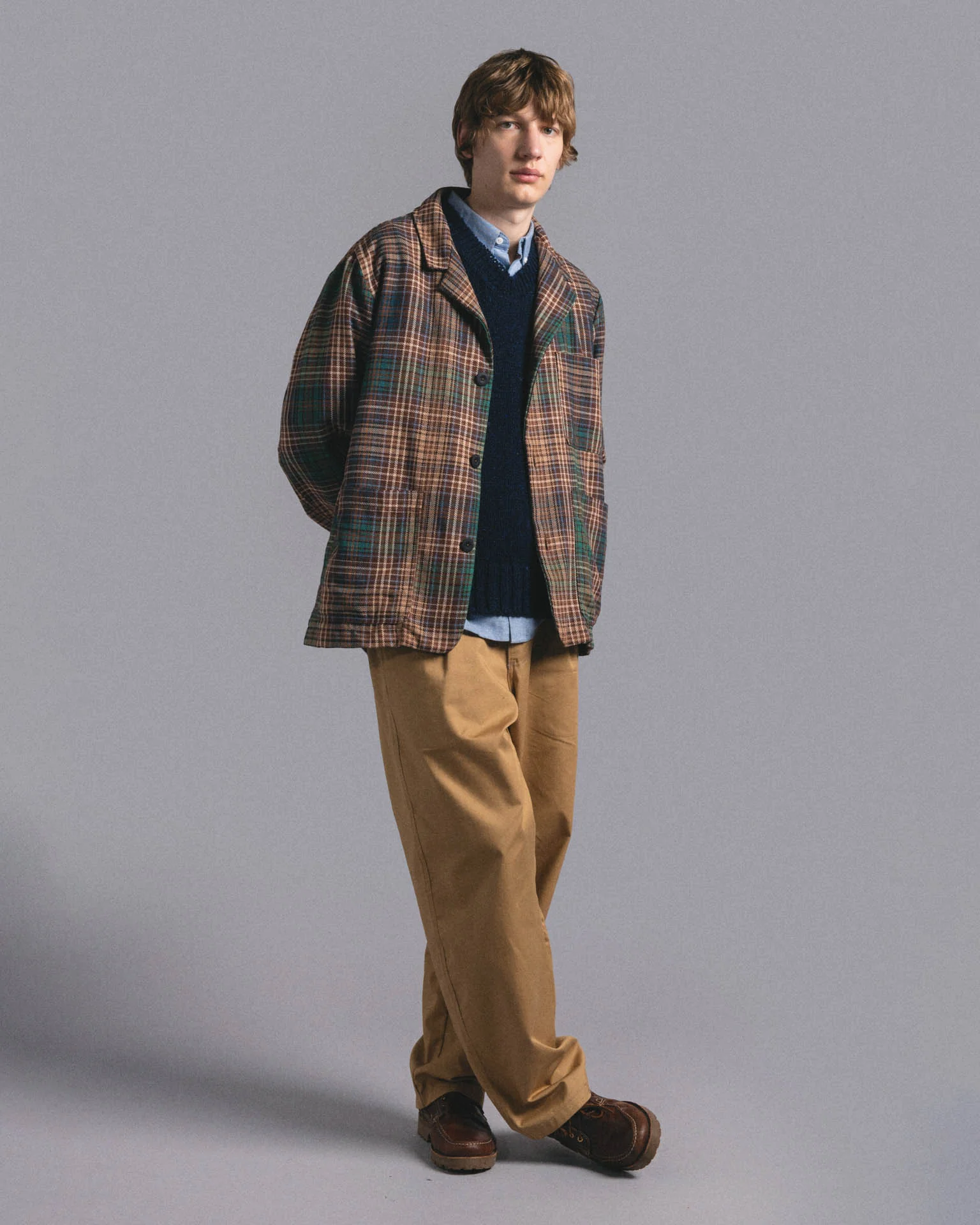 Cosmic Blazer - Japanese Twill Check - Brown - Image 3
