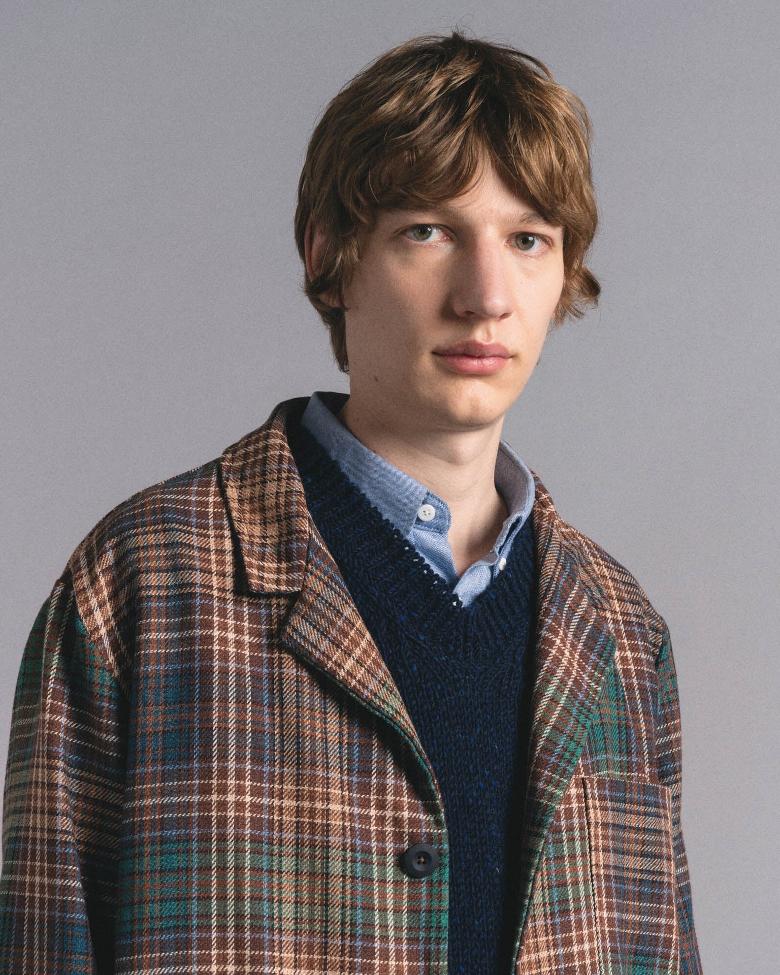 Cosmic Blazer - Japanese Twill Check - Brown - Image 4