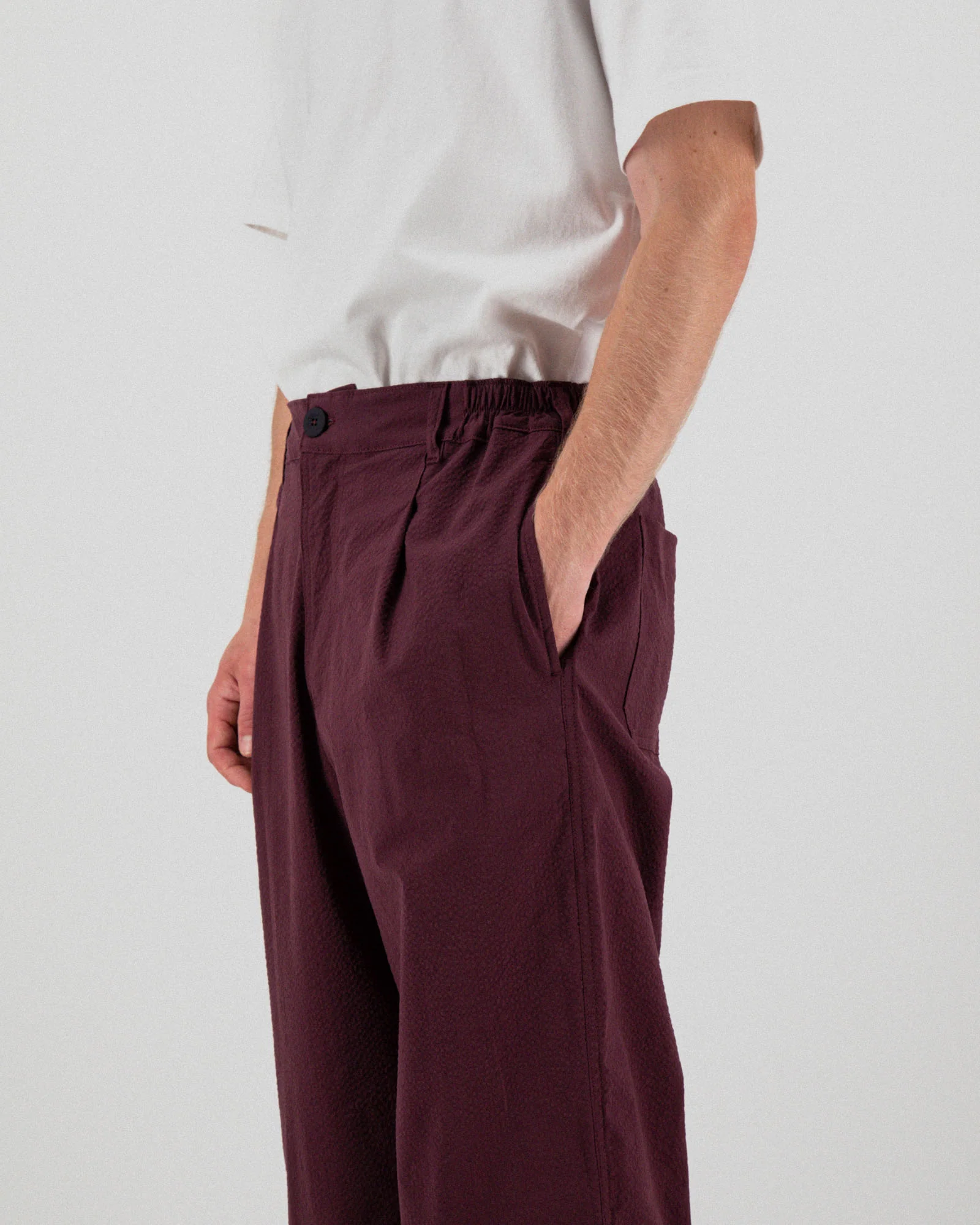 Cosmic Pants - Seersucker - Burgundy - Image 3
