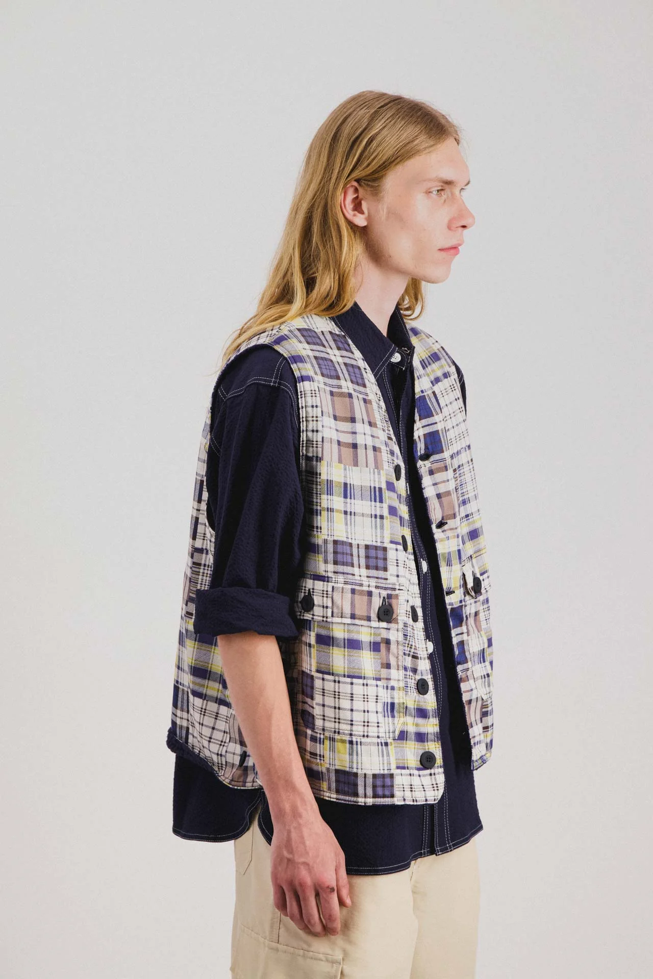 Cosmic Vest - Blue Madras Mix - Image 3