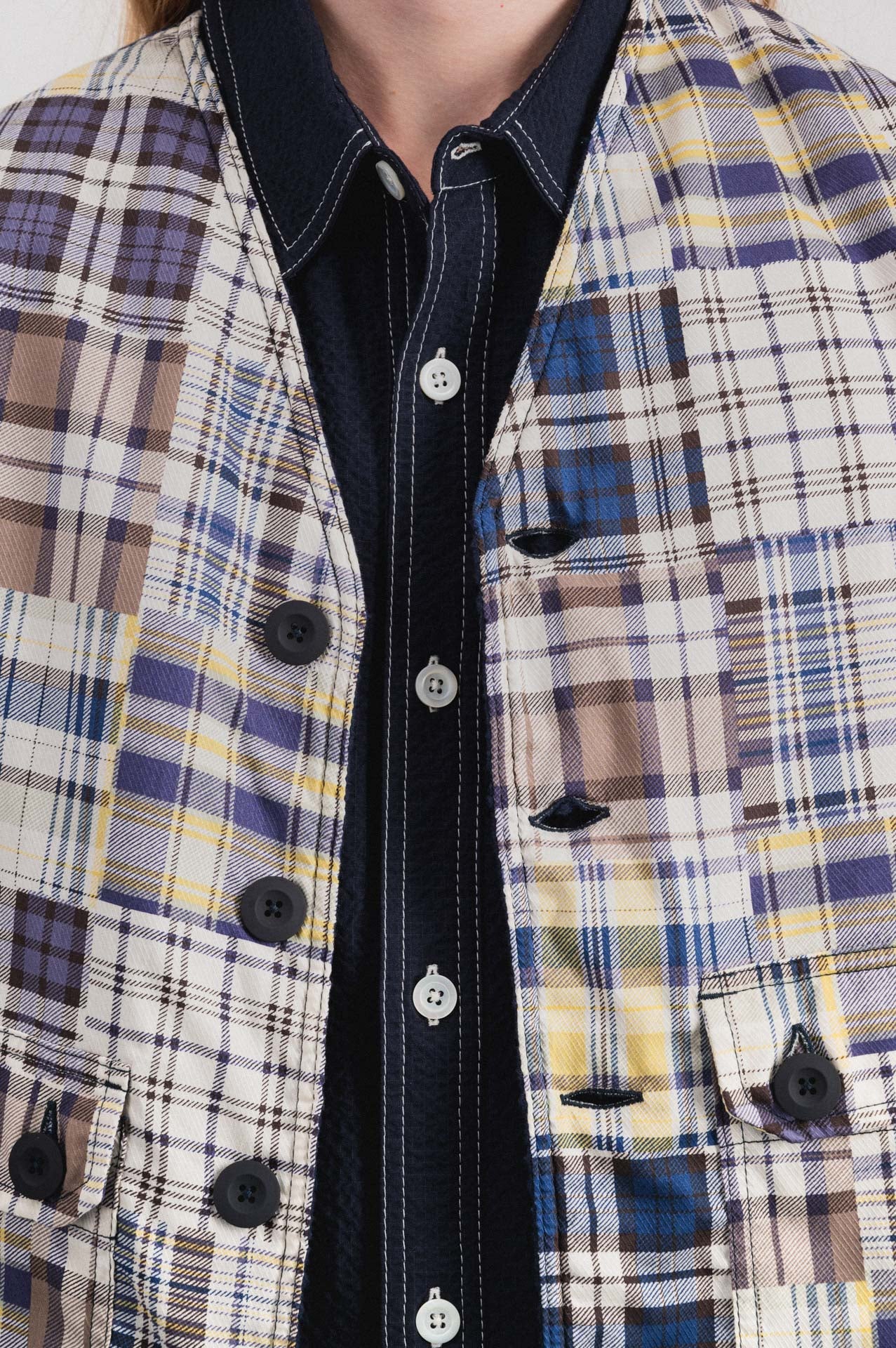 Cosmic Vest - Blue Madras Mix - Image 5