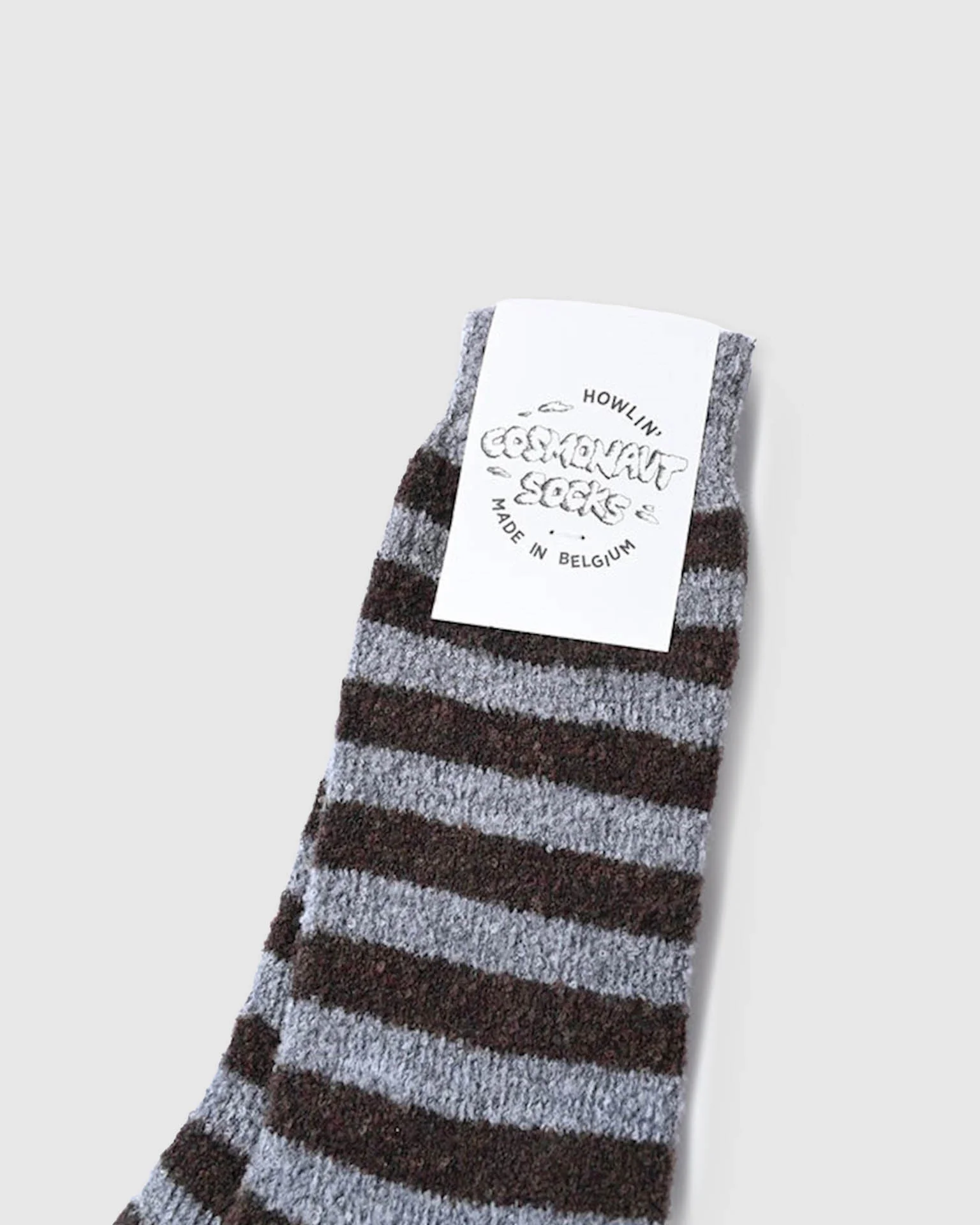 Cosmonaut Socks - Light Grey / Brown - Image 2