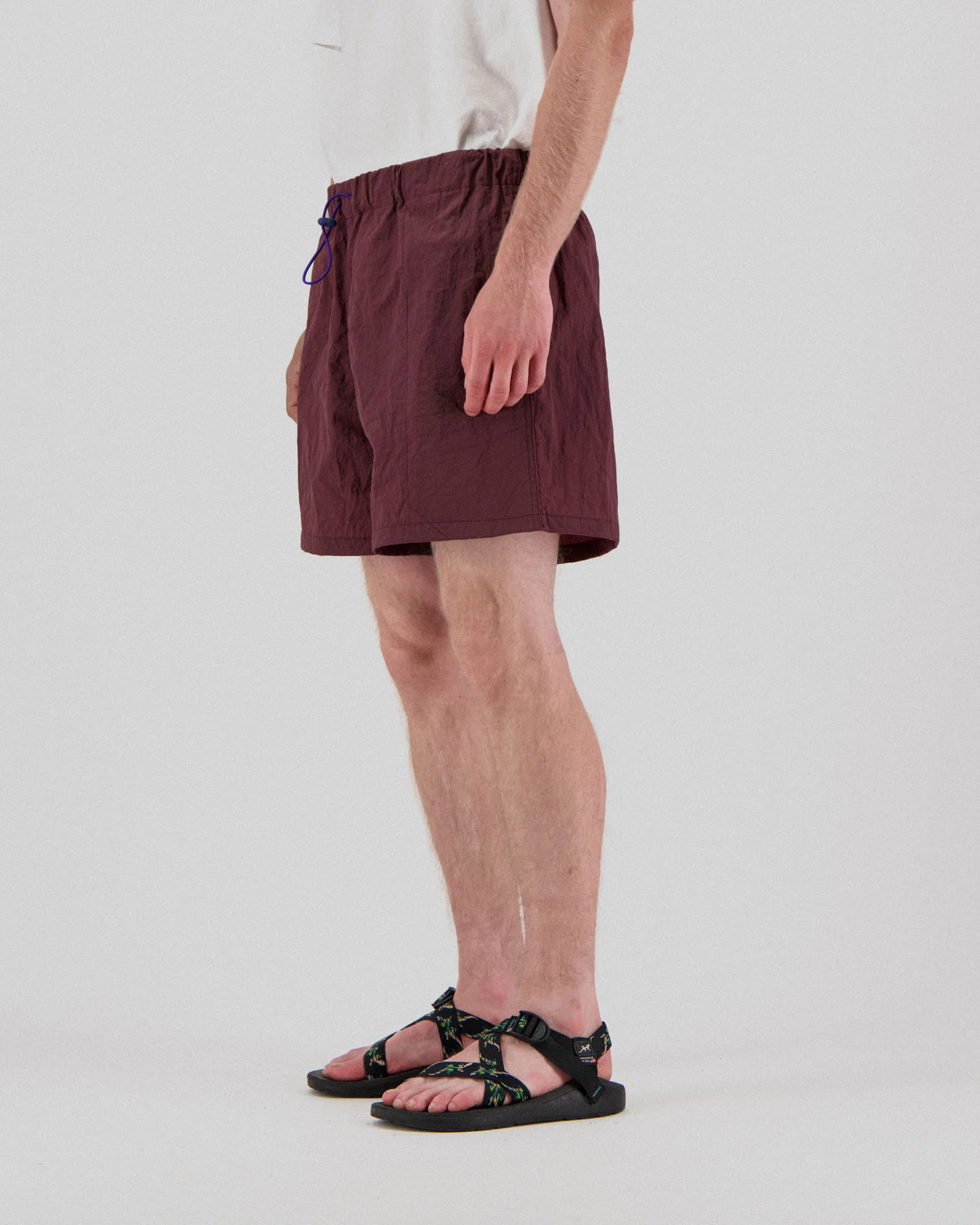 Doppler Effect Shorts - Grungy Japanese Nylon Twill - Burgundy - Image 2