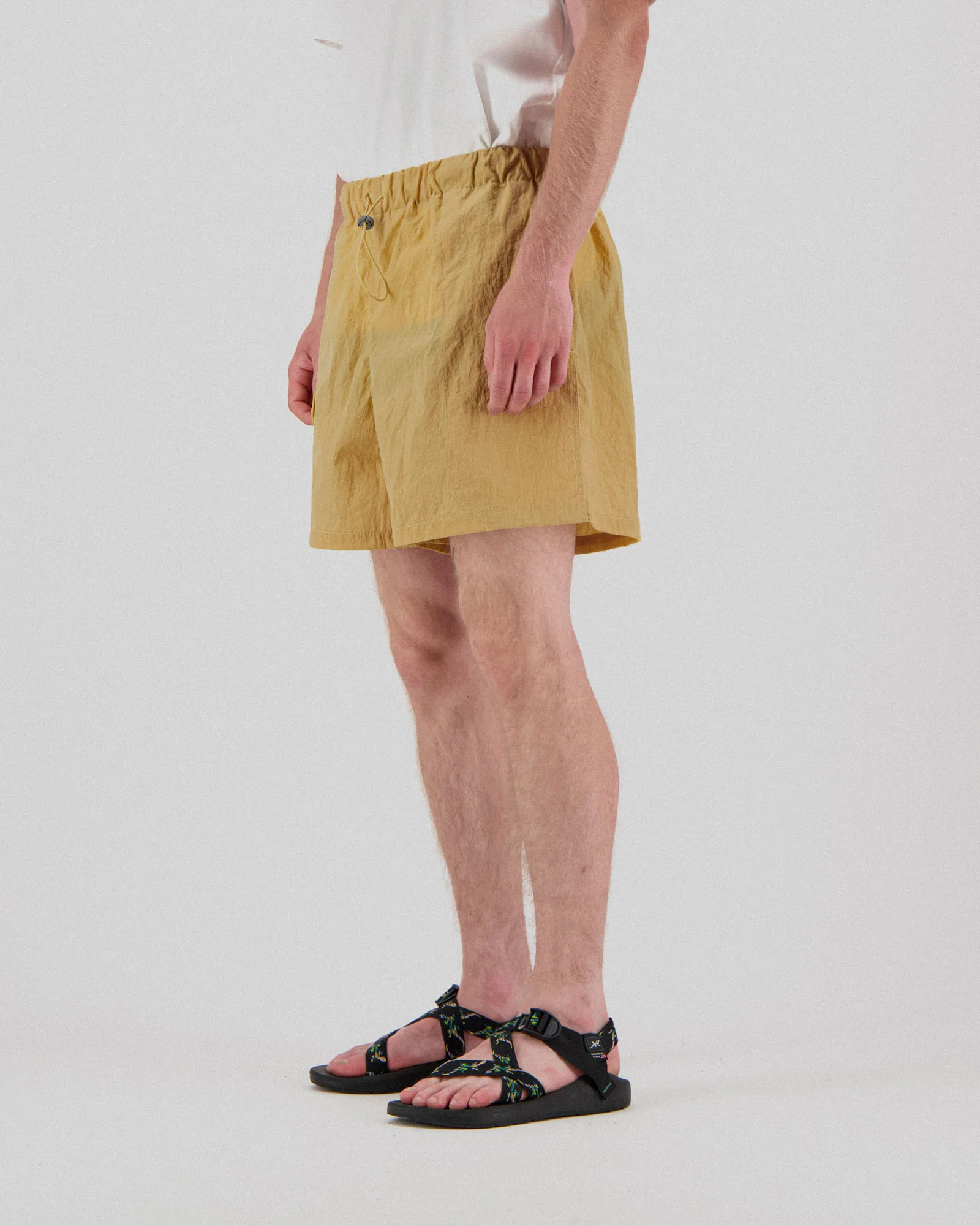 Doppler Effect Shorts - Grungy Japanese Nylon Twill - Yellow - Image 2