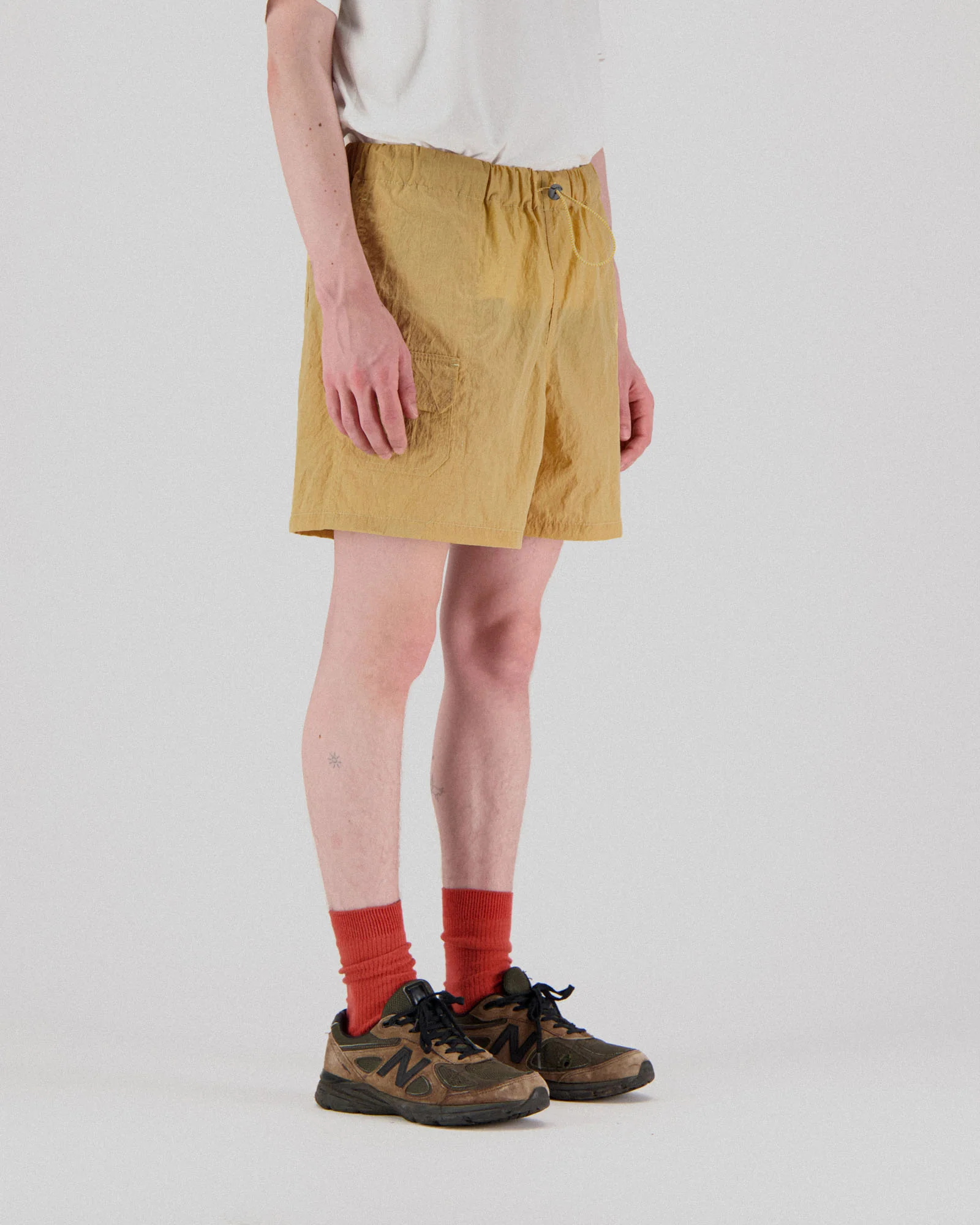 Doppler Effect Shorts - Grungy Japanese Nylon Twill - Yellow - Image 3