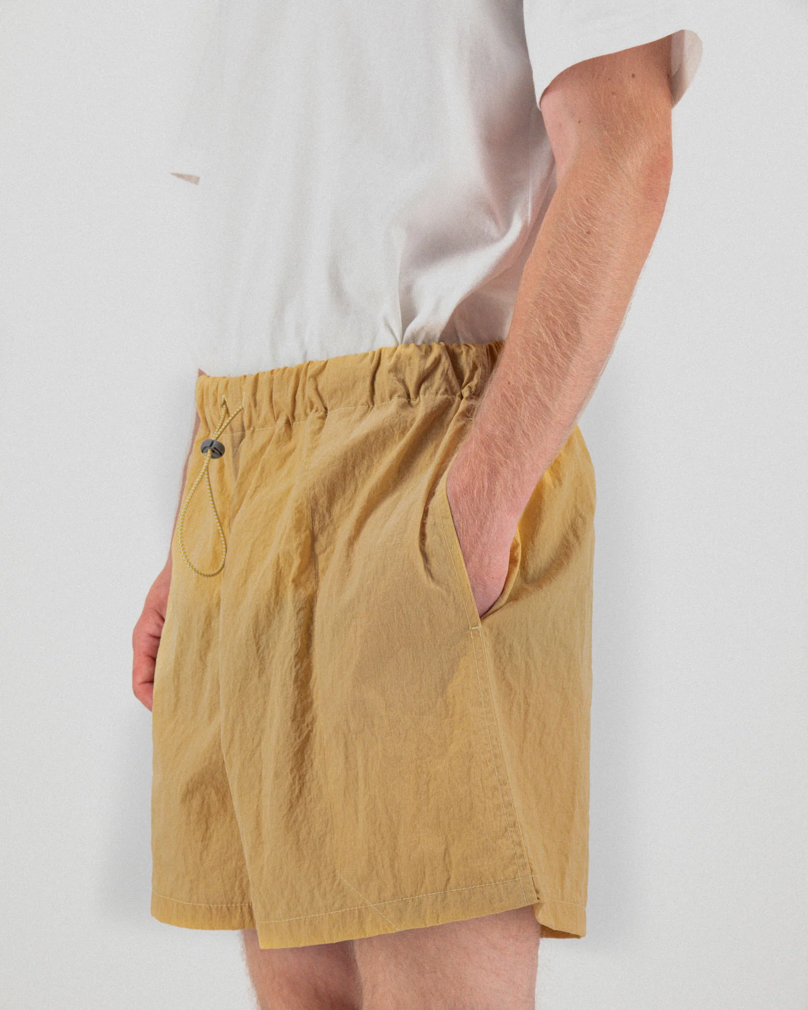 Doppler Effect Shorts - Grungy Japanese Nylon Twill - Yellow - Image 4