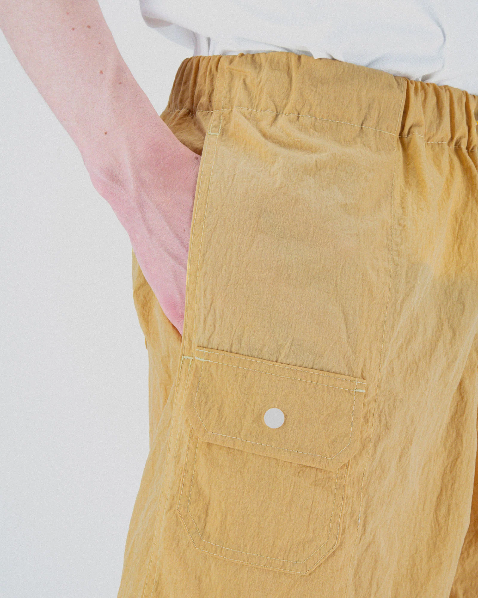 Doppler Effect Shorts - Grungy Japanese Nylon Twill - Yellow - Image 5