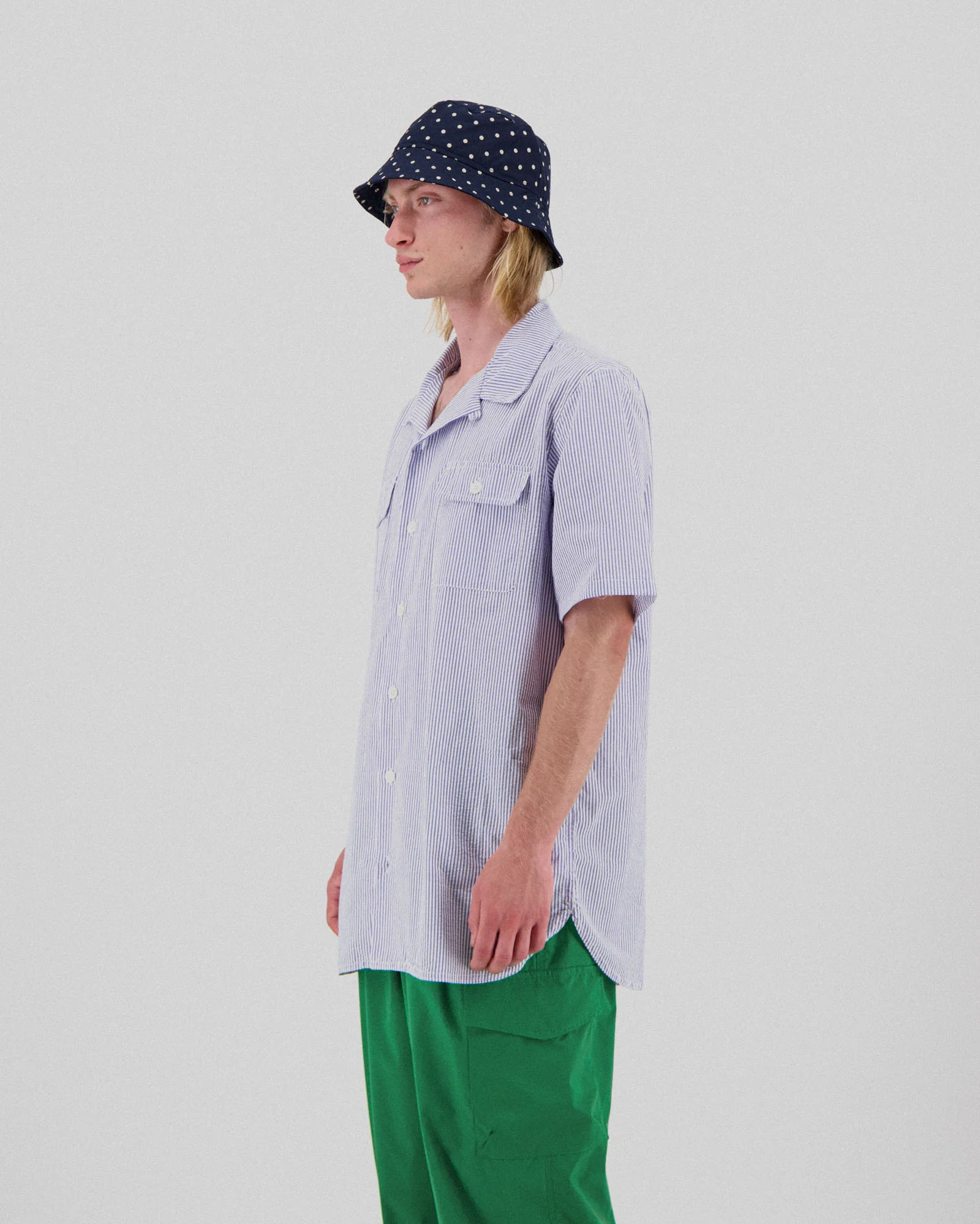 Dream On Dreamer Hat - Japanese Polka Dots - Navy - Image 5