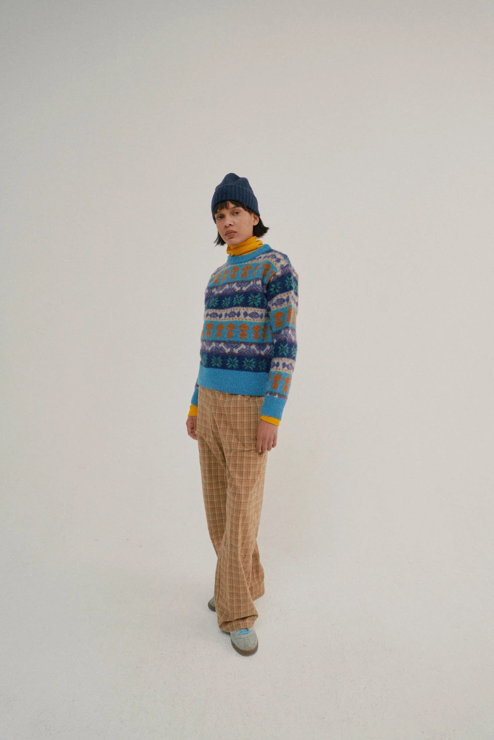 Love Pants - Brushed Japanese Cotton Check Camel (Women) - Image 3