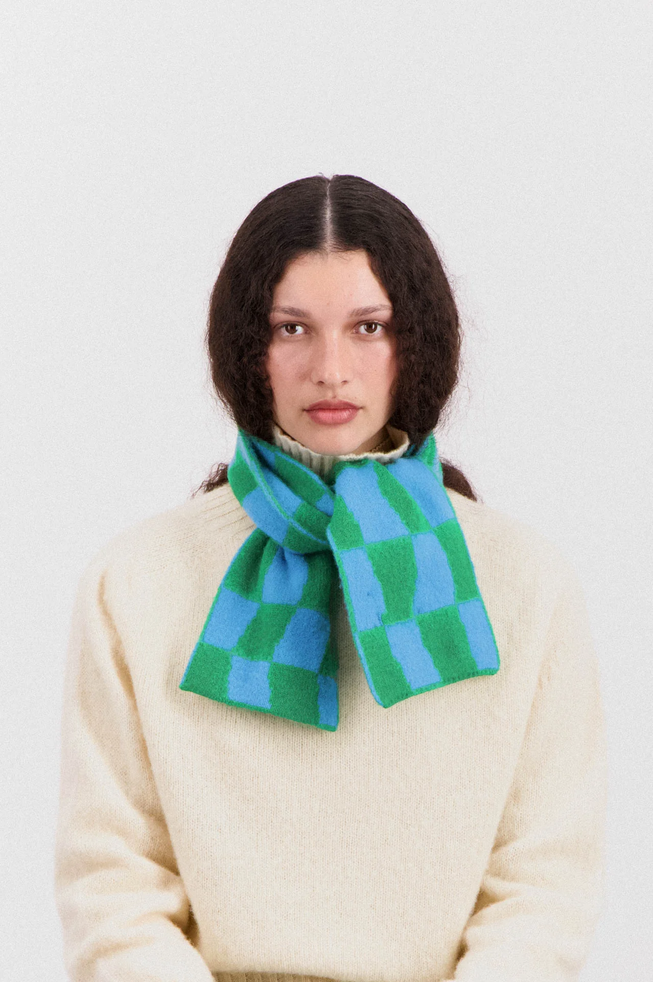 Mini Checkerboard Scarf - Green Delight - Image 3