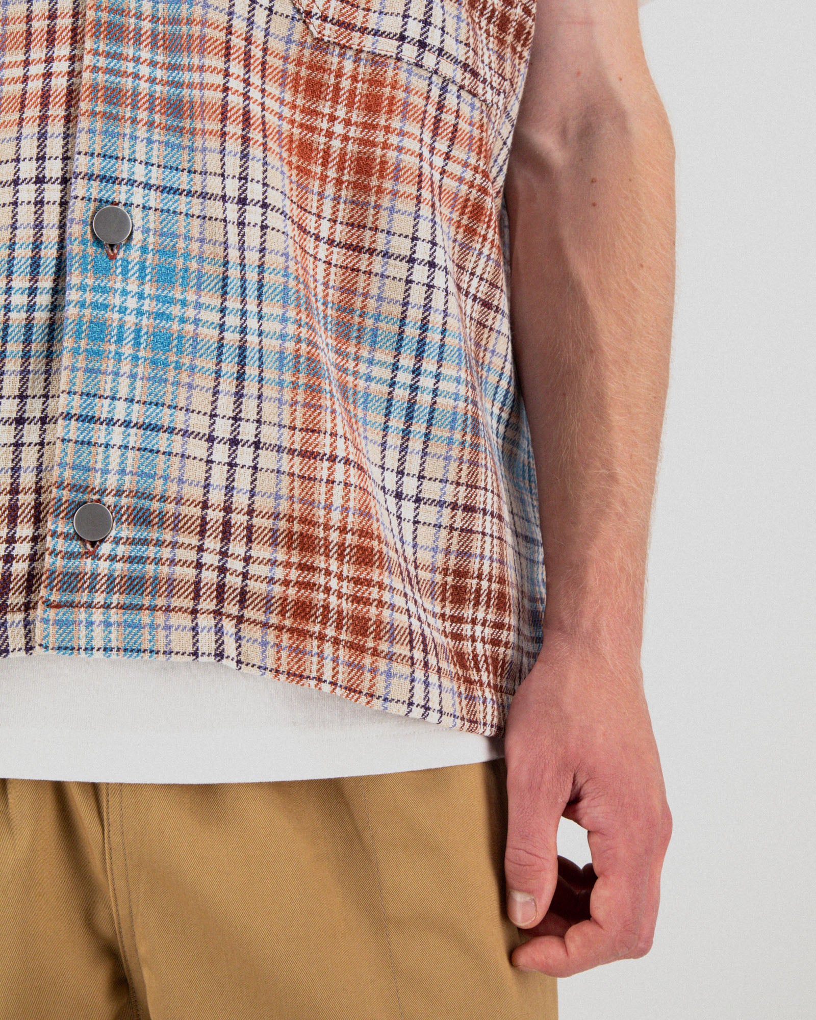 No More Sleeves Shirt - Japanese Twill Check - Sand - Image 3