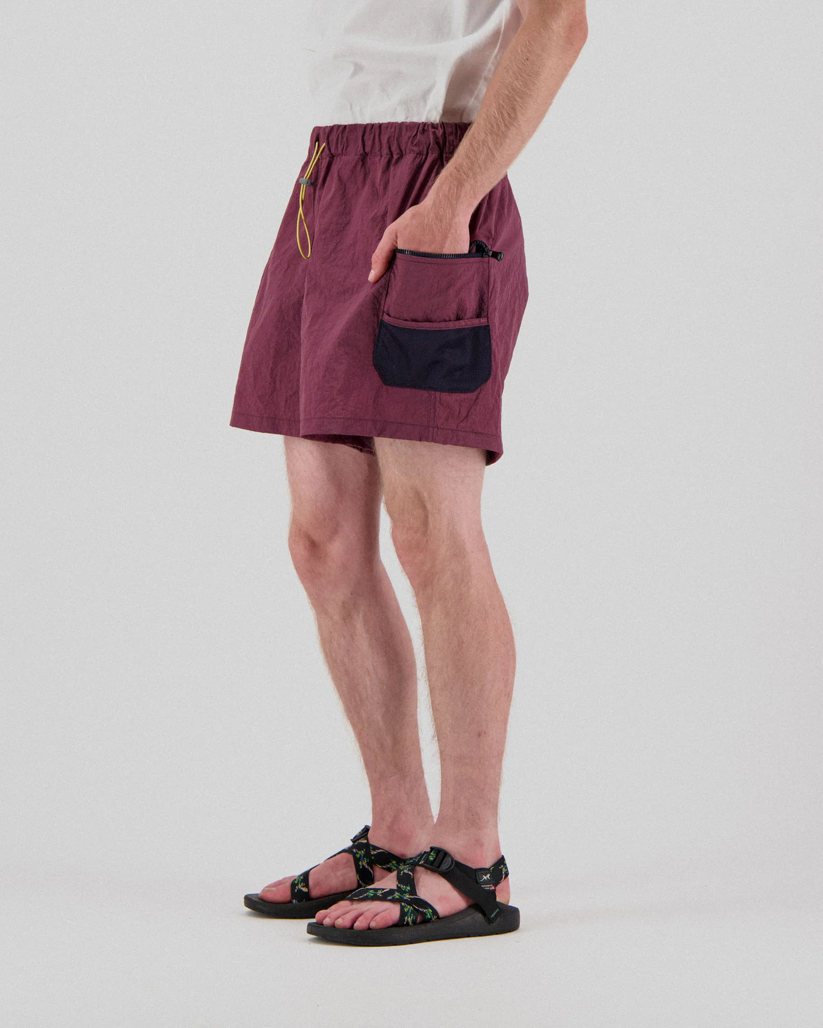 Outer Shorts - Grungy Japanese Nylon Twill - Burgundy - Image 2