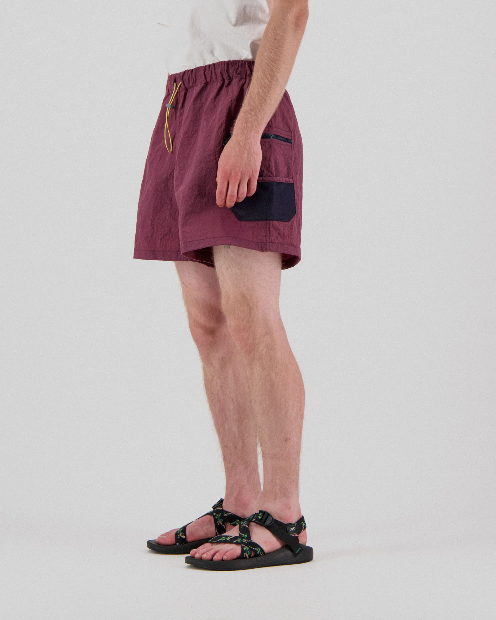 Outer Shorts - Grungy Japanese Nylon Twill - Burgundy - Image 3