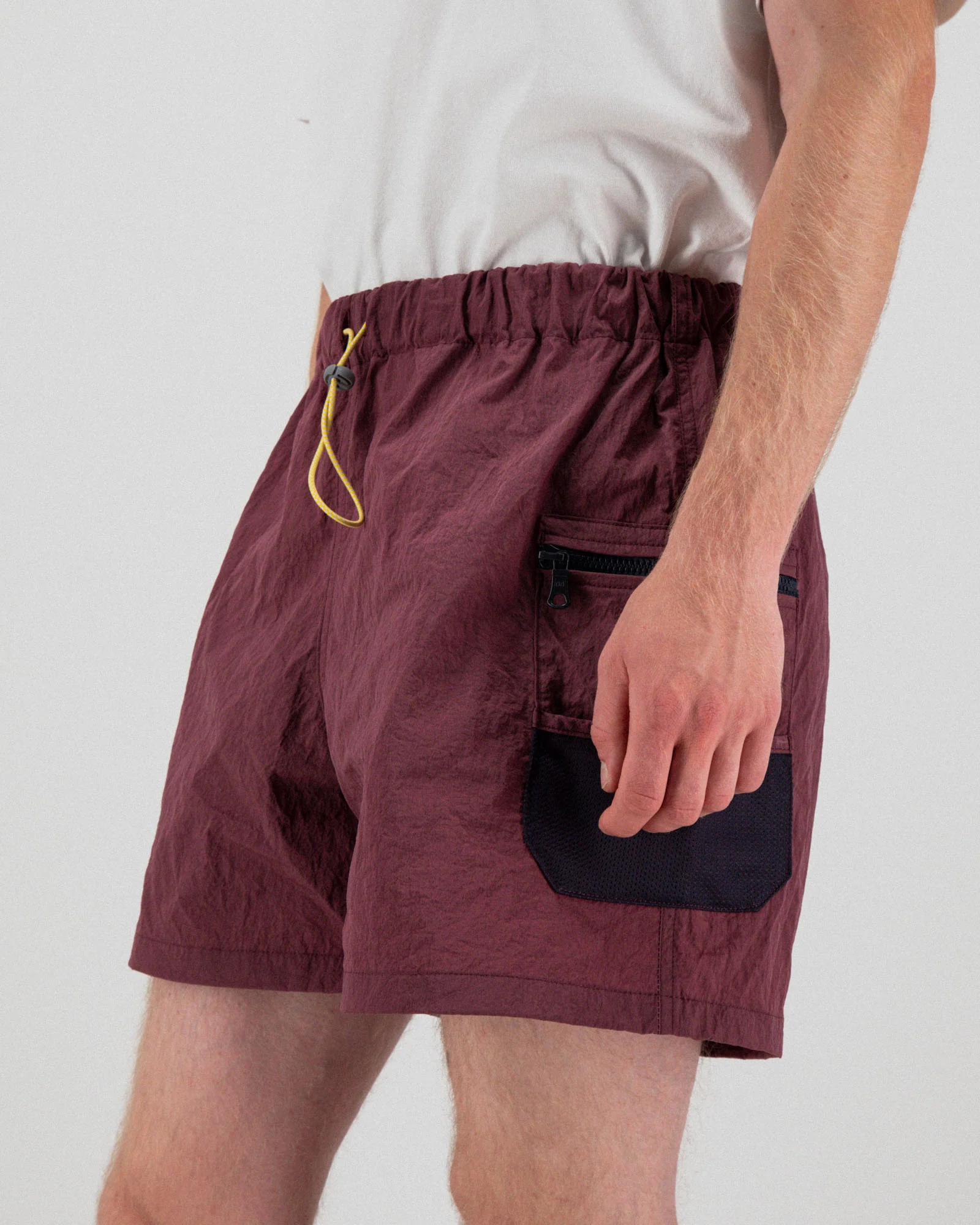 Outer Shorts - Grungy Japanese Nylon Twill - Burgundy - Image 4