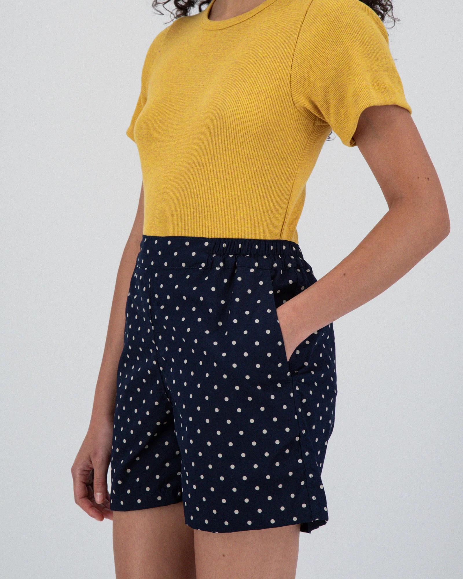 Private Shorts - Japanese Polka Dots - Navy (Women) - Image 3