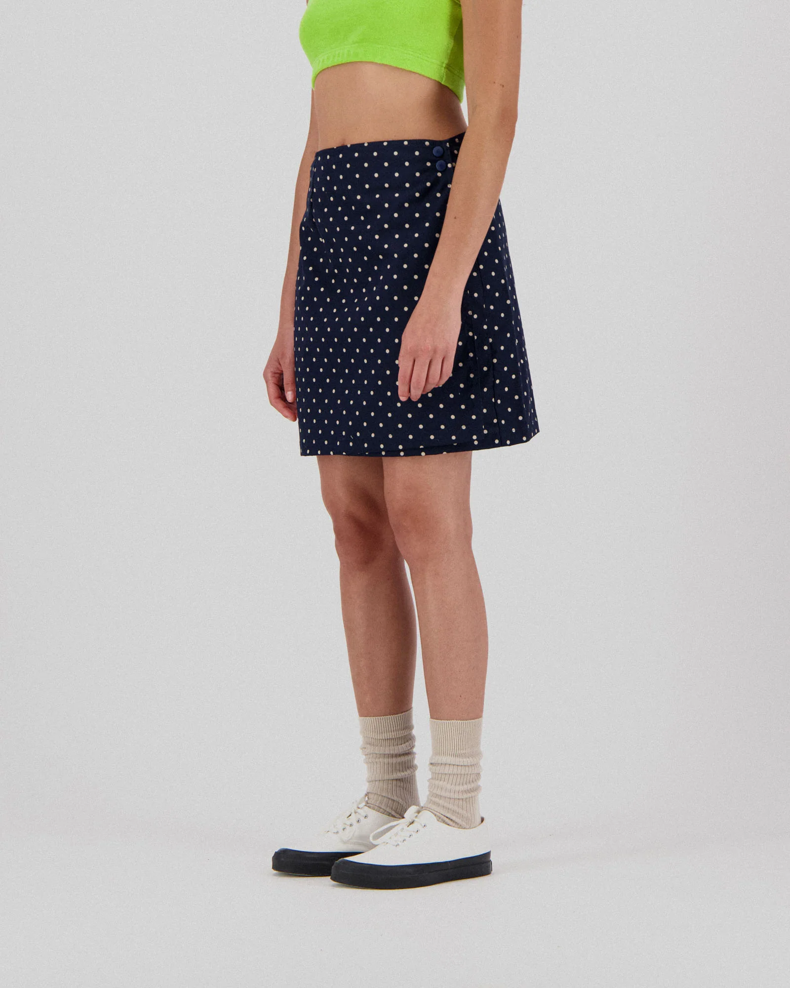 Safe Skirt - Japanese Polka Dots - Navy (Women) - Image 2