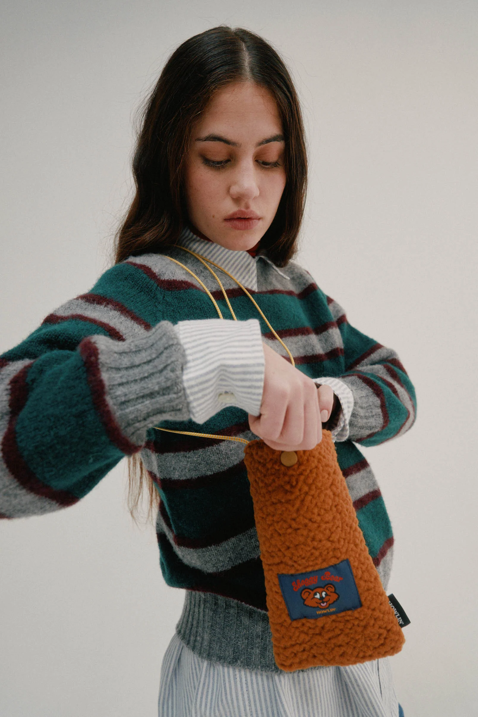 Shaggy Bear Pouch - Recycled Shearling Cognac - Image 3