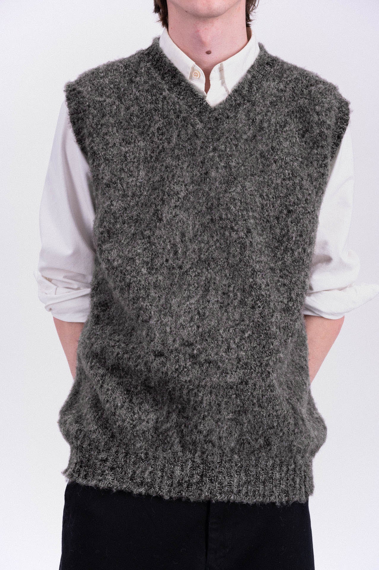 Shaggy Bear Slipover - Black Melange - Image 3