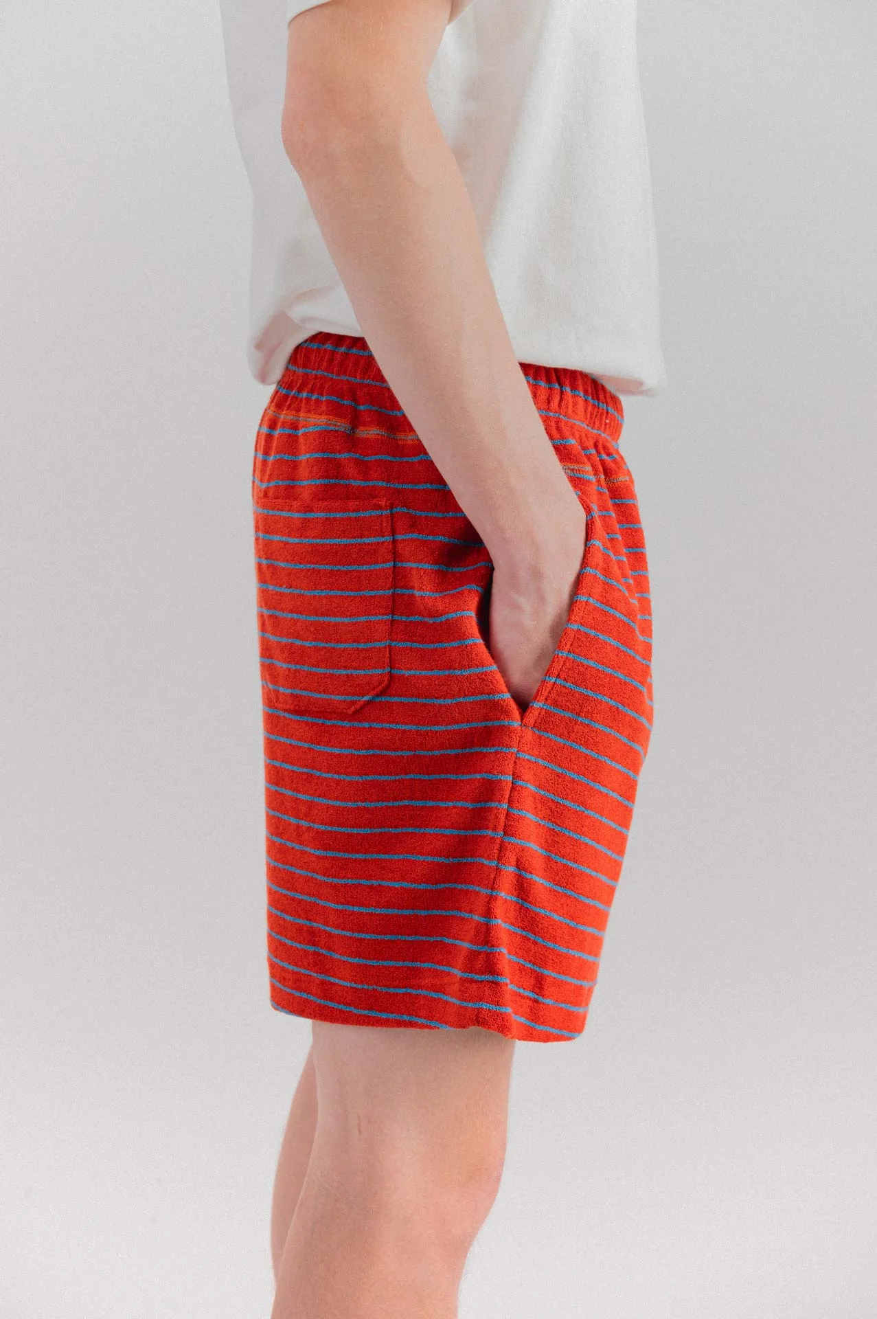 Towel Shorts - Striped - Hyper Red - Image 2